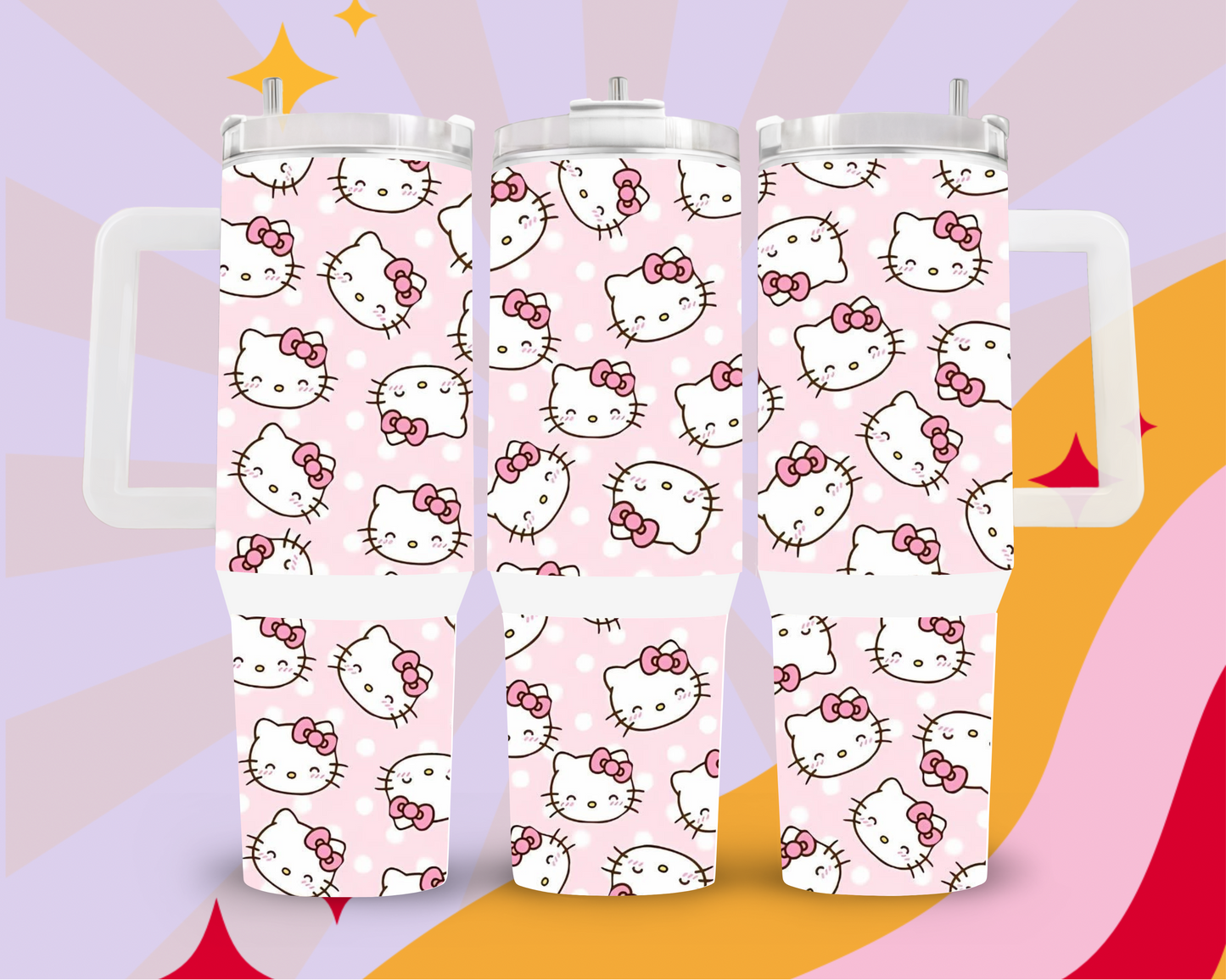 Pink and white kitty 40oz tumbler