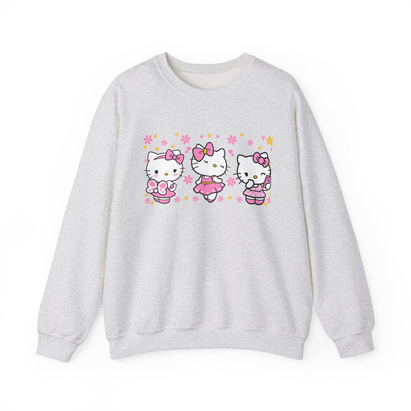 Kitty and flowers Crewneck Sweatshirt