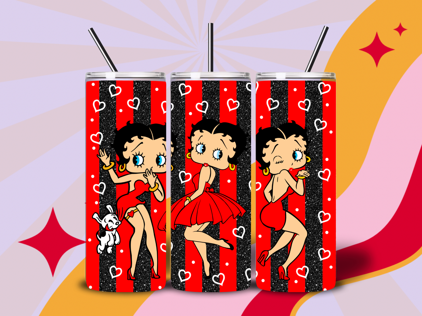 Red and black Betty 20oz tumbler