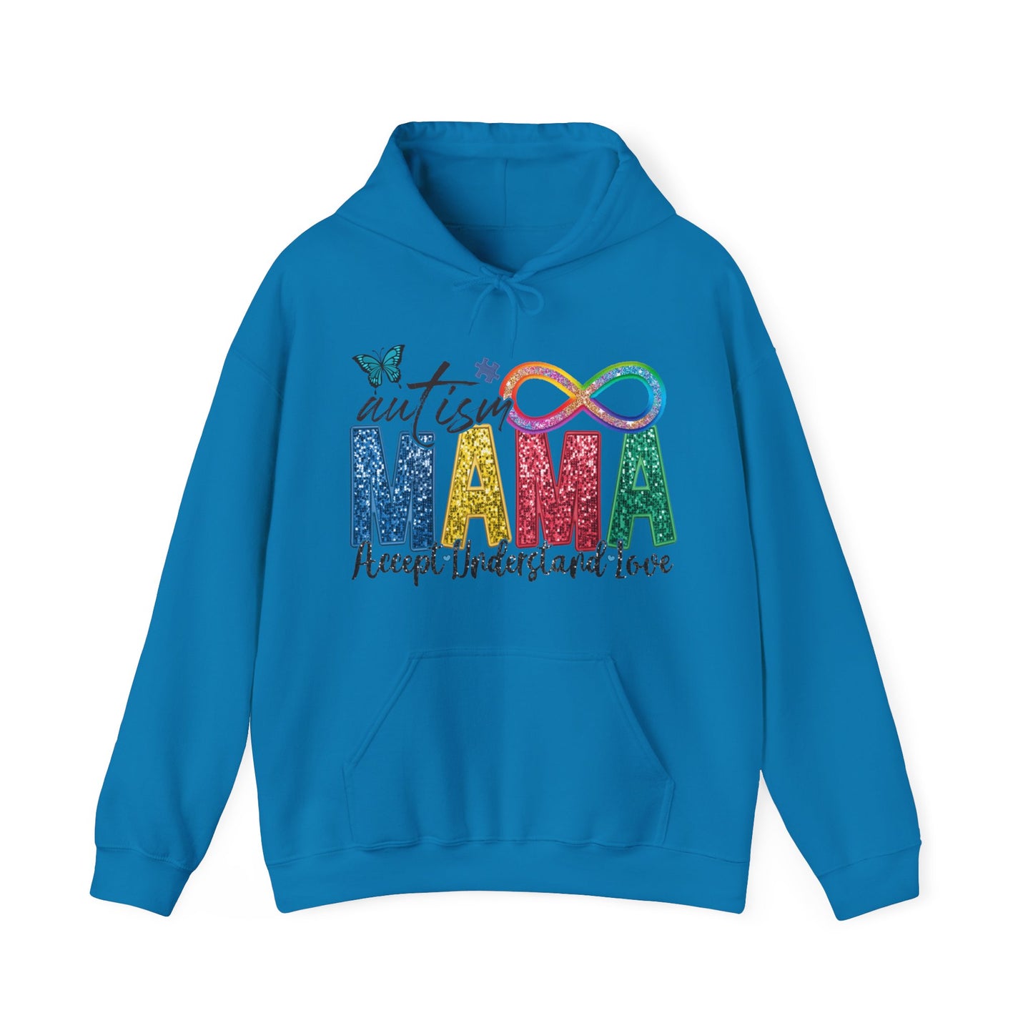 faux embroidery glitter autism mama Unisex Heavy Blend™ Hooded Sweatshirt