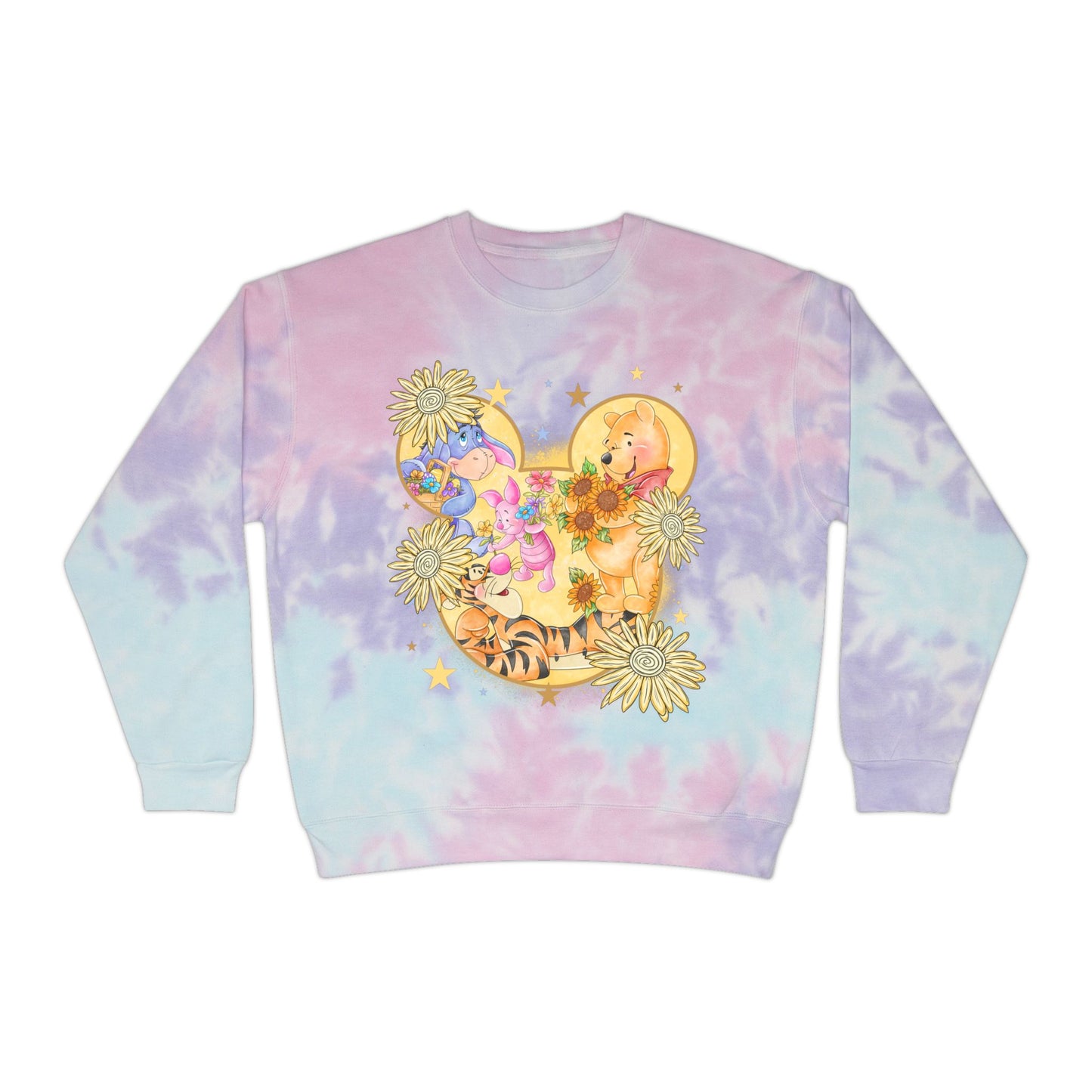 Pooh and crew Tie-Dye Sweatshirt, Cozy Fashion Top, or Her, Summer Vibes, Pastel Tie Dye, Festival Style