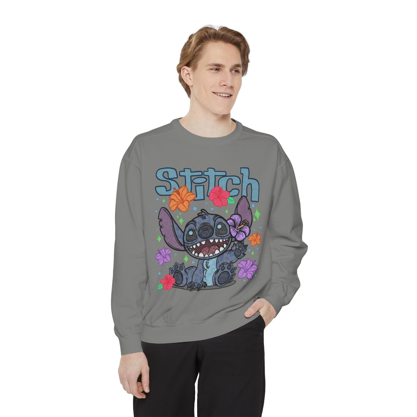 Stitch lace floral Graphic Sweatshirt