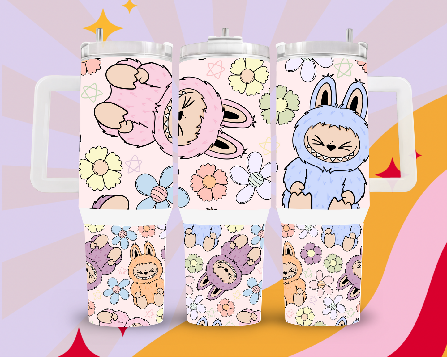 Flowers and labubu 40oz tumbler