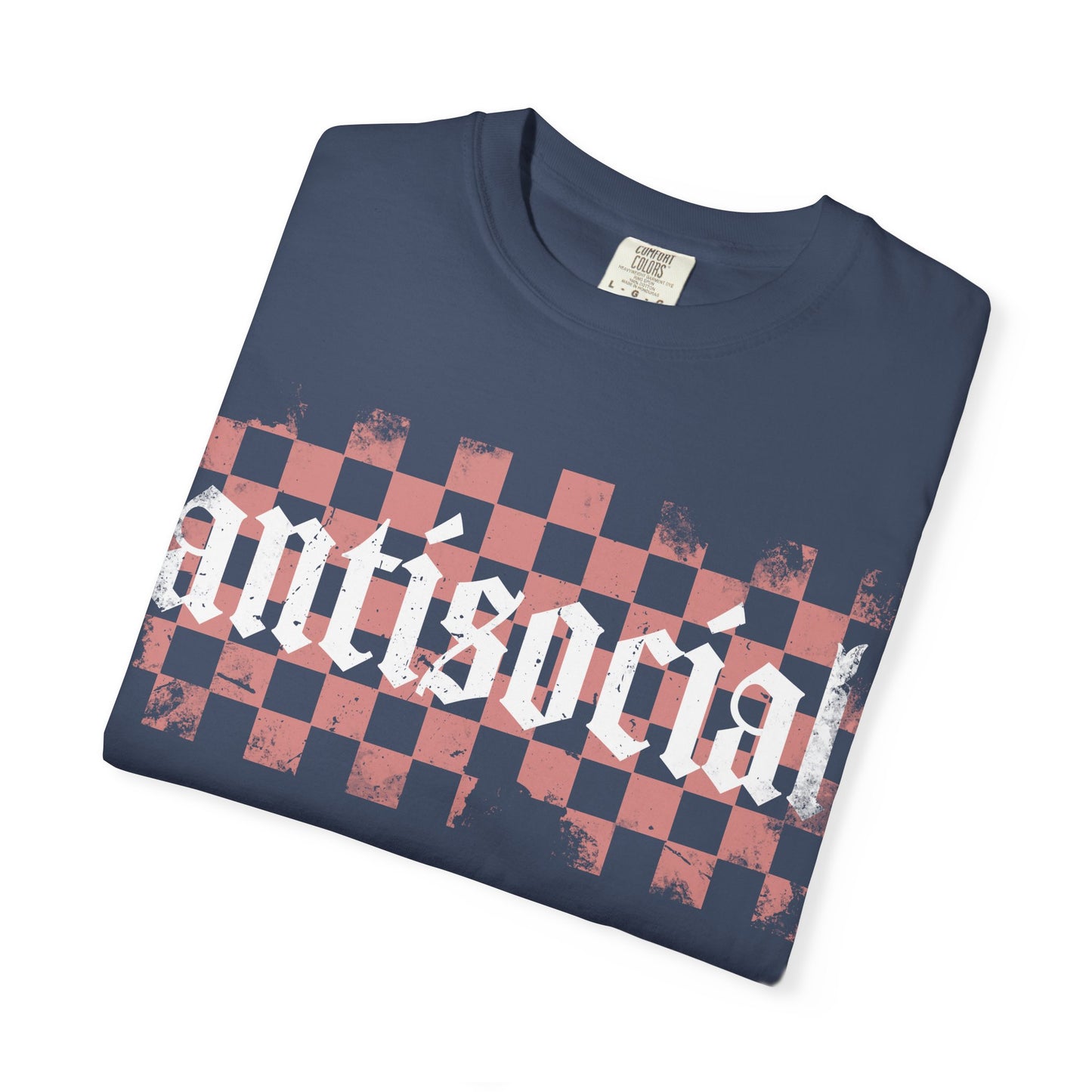 Antisocial Unisex Garment-Dyed T-Shirt | Trendy Graphic Tee, Gift for Introverts, Casual Wear, Street Style, Unique Fashion