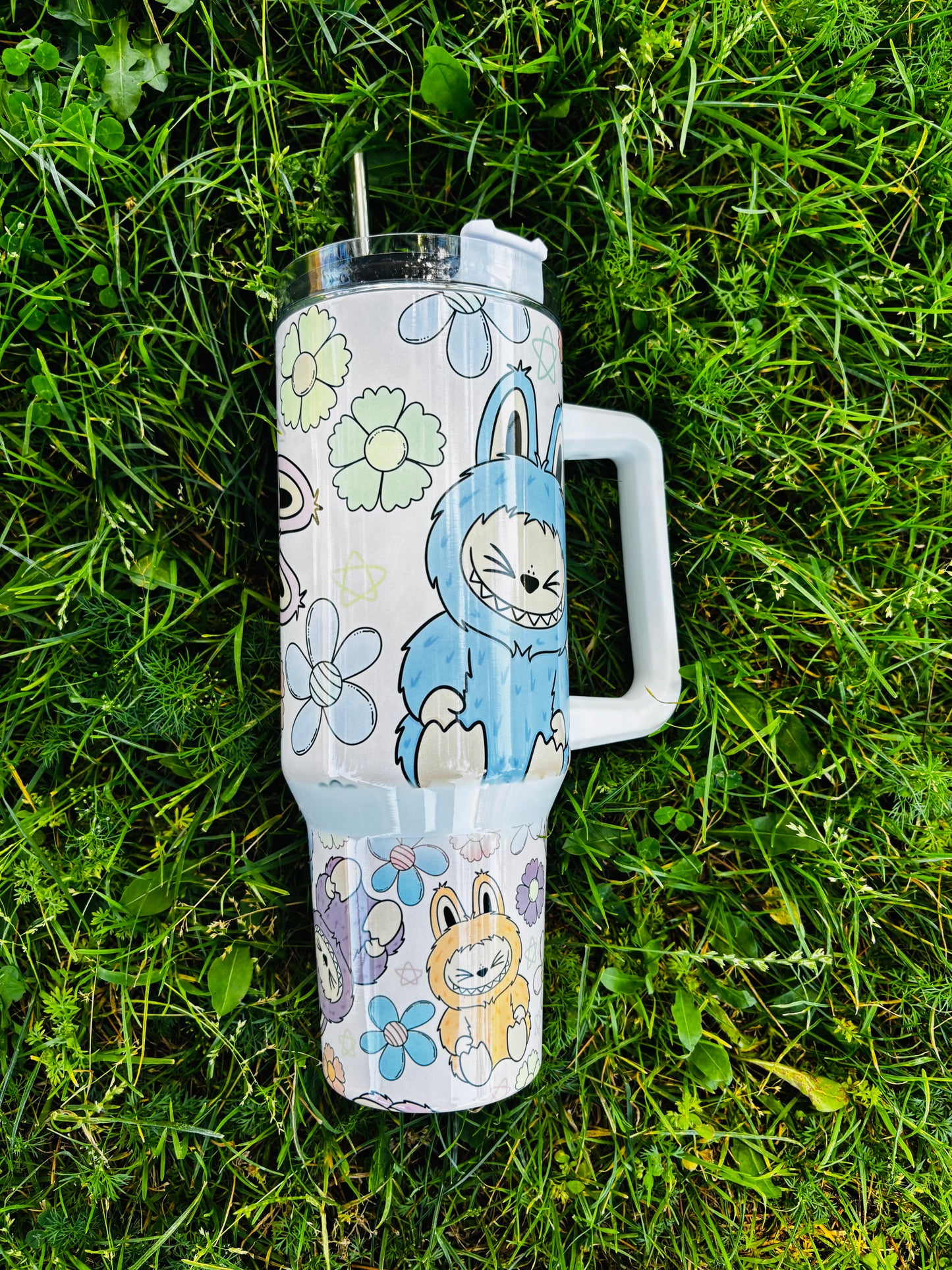 Flowers and labubu 40oz tumbler