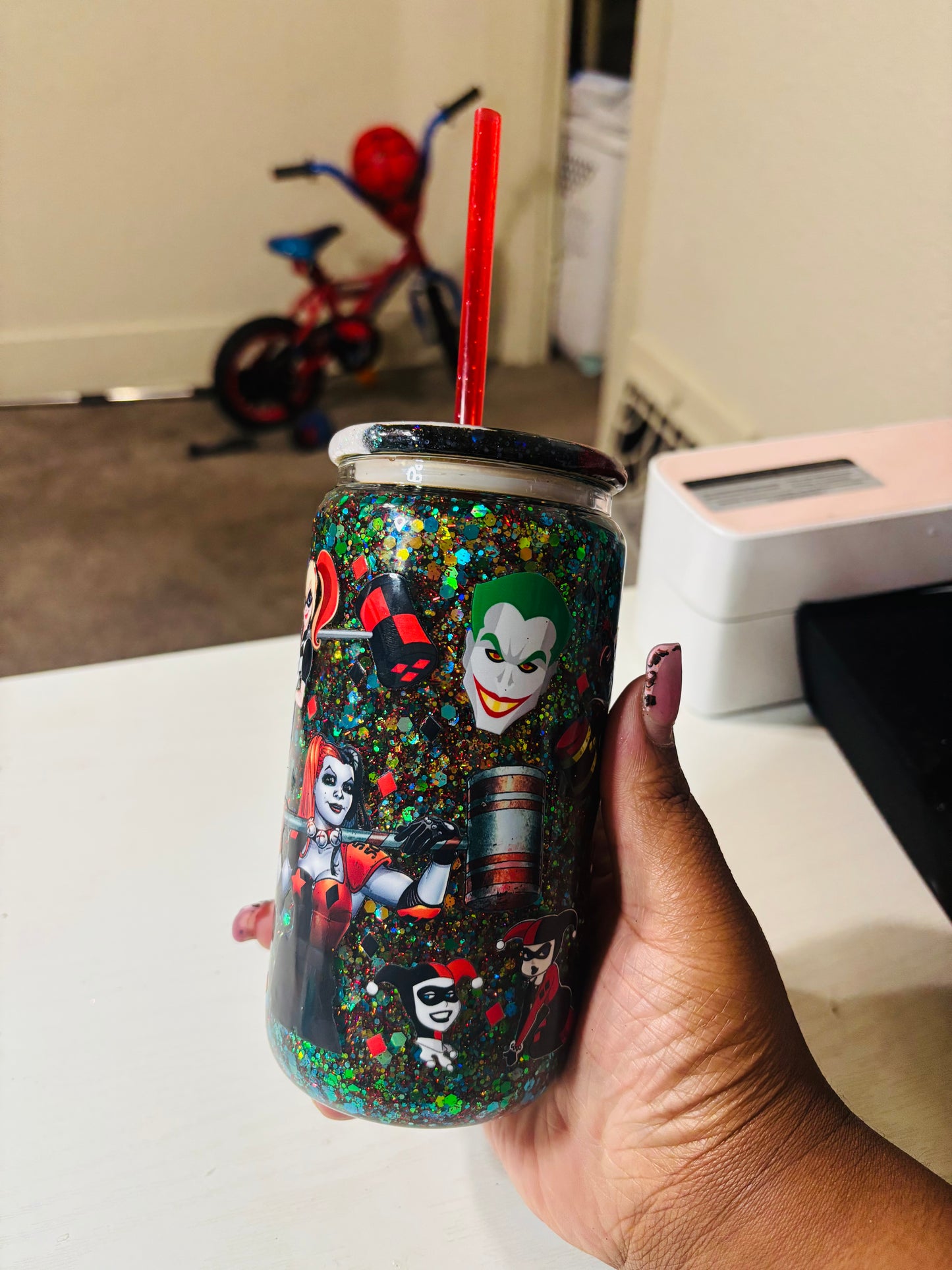 Harley and joker 16oz snow globe cup