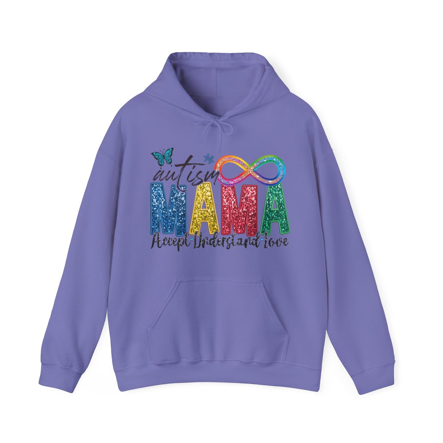 faux embroidery glitter autism mama Unisex Heavy Blend™ Hooded Sweatshirt