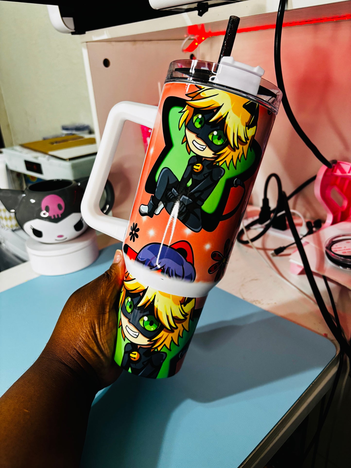 Miraculous ladybug & cat noir 40oz tumbler