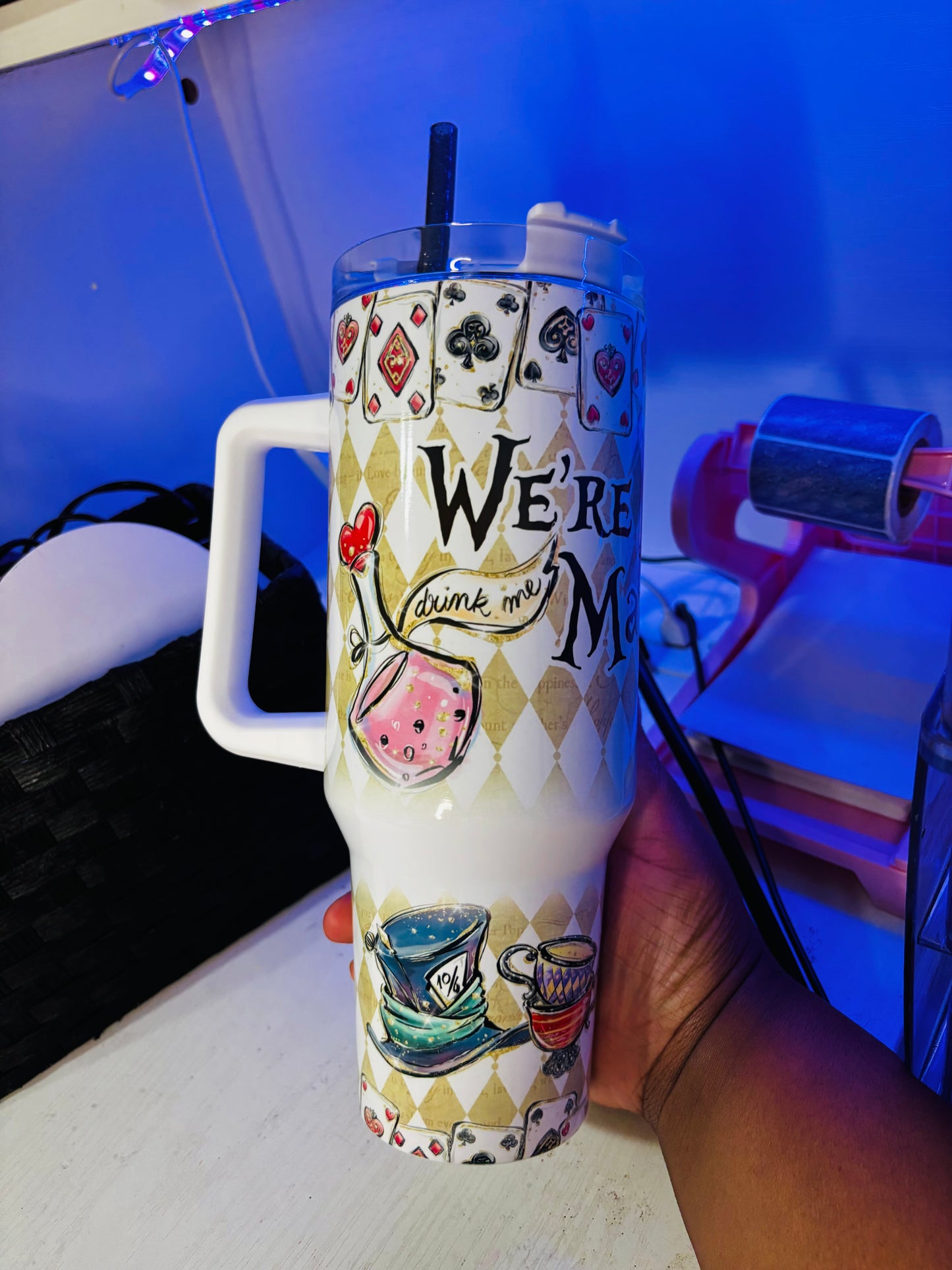 We’re all mad here 40oz tumbler