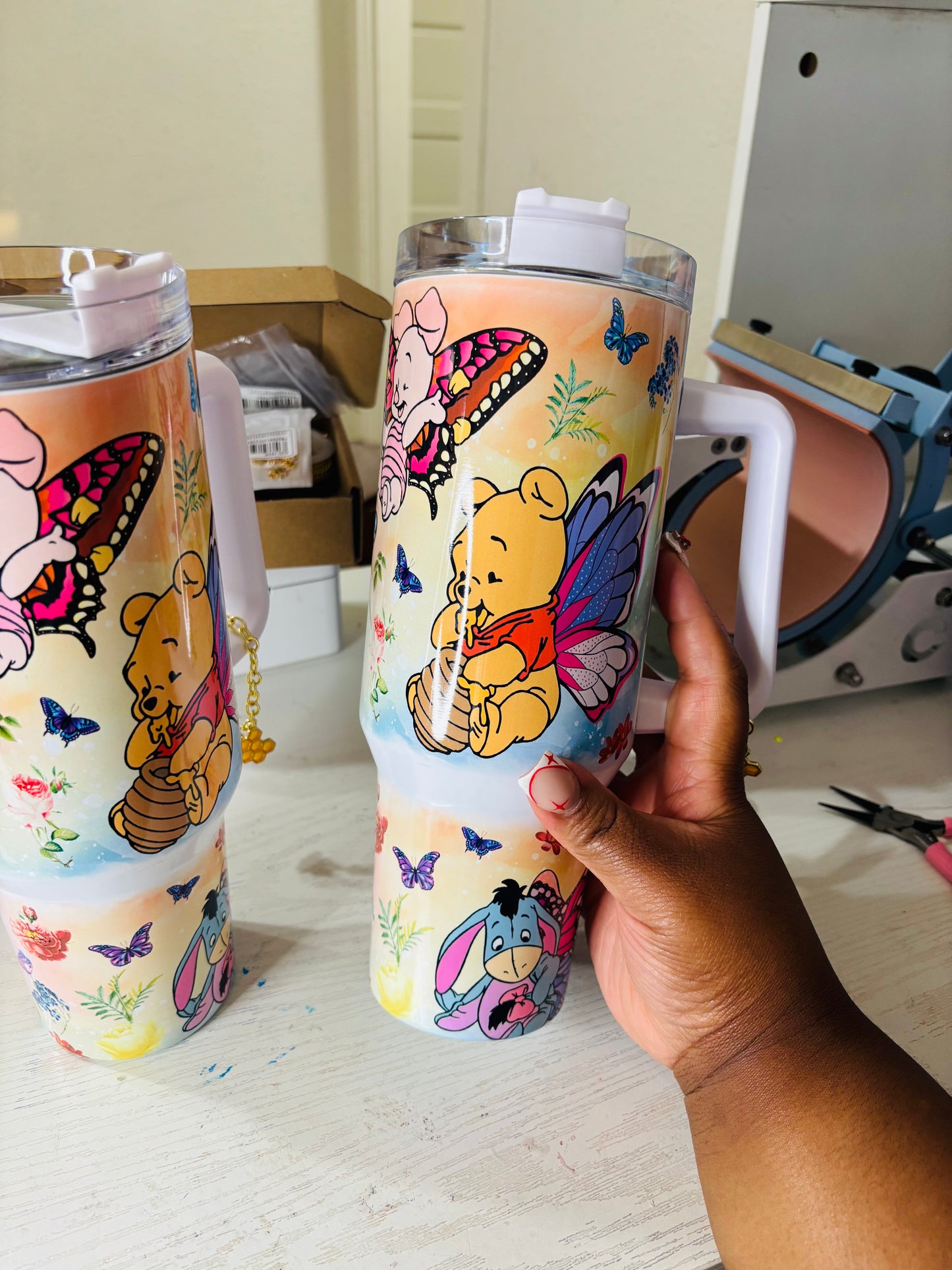 Butterfly Pooh and friends 40oz tumbler