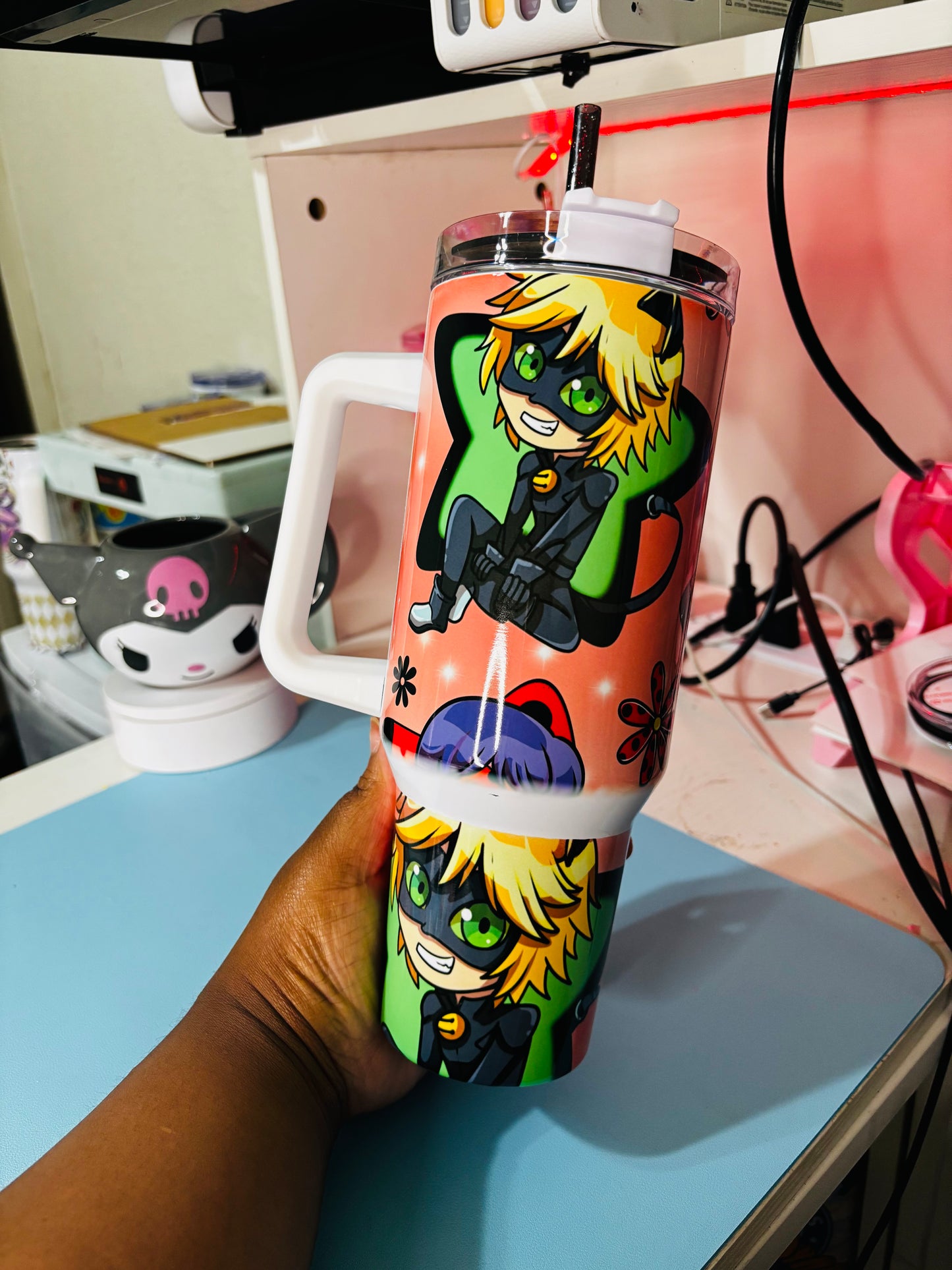 Miraculous ladybug & cat noir 40oz tumbler