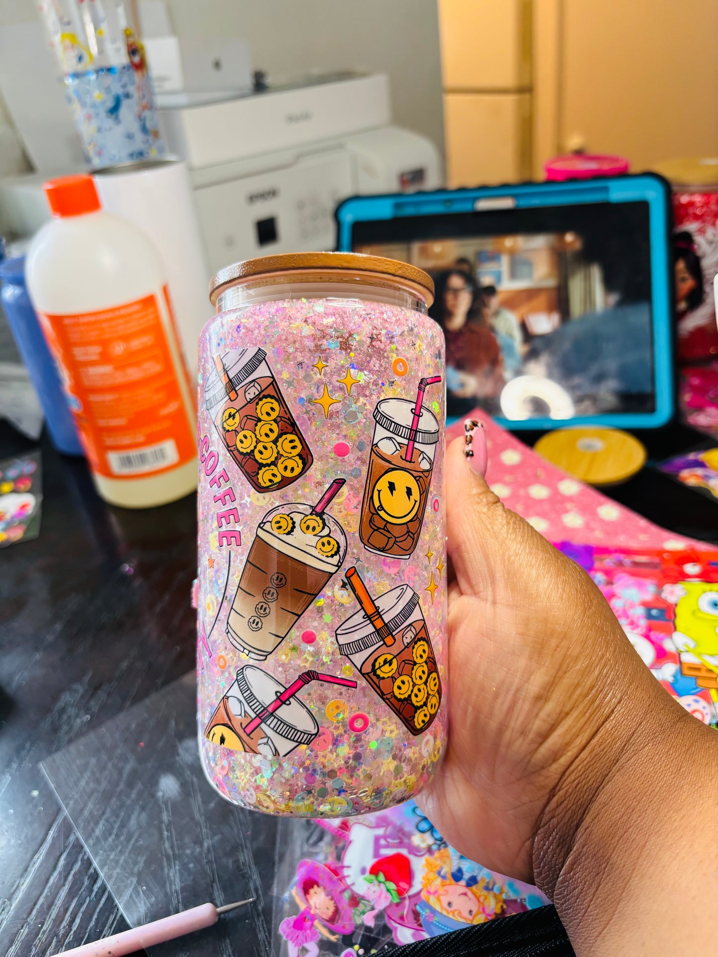 Coffee and anxiety 16oz snow globe cup