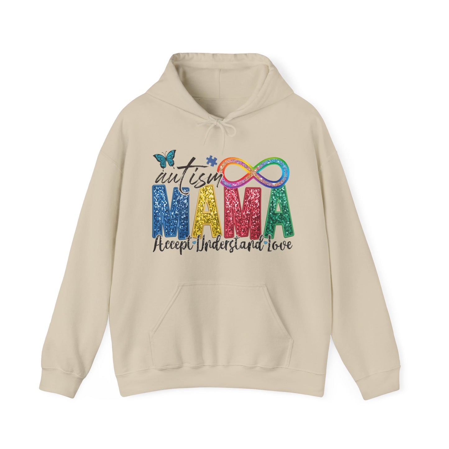 faux embroidery glitter autism mama Unisex Heavy Blend™ Hooded Sweatshirt