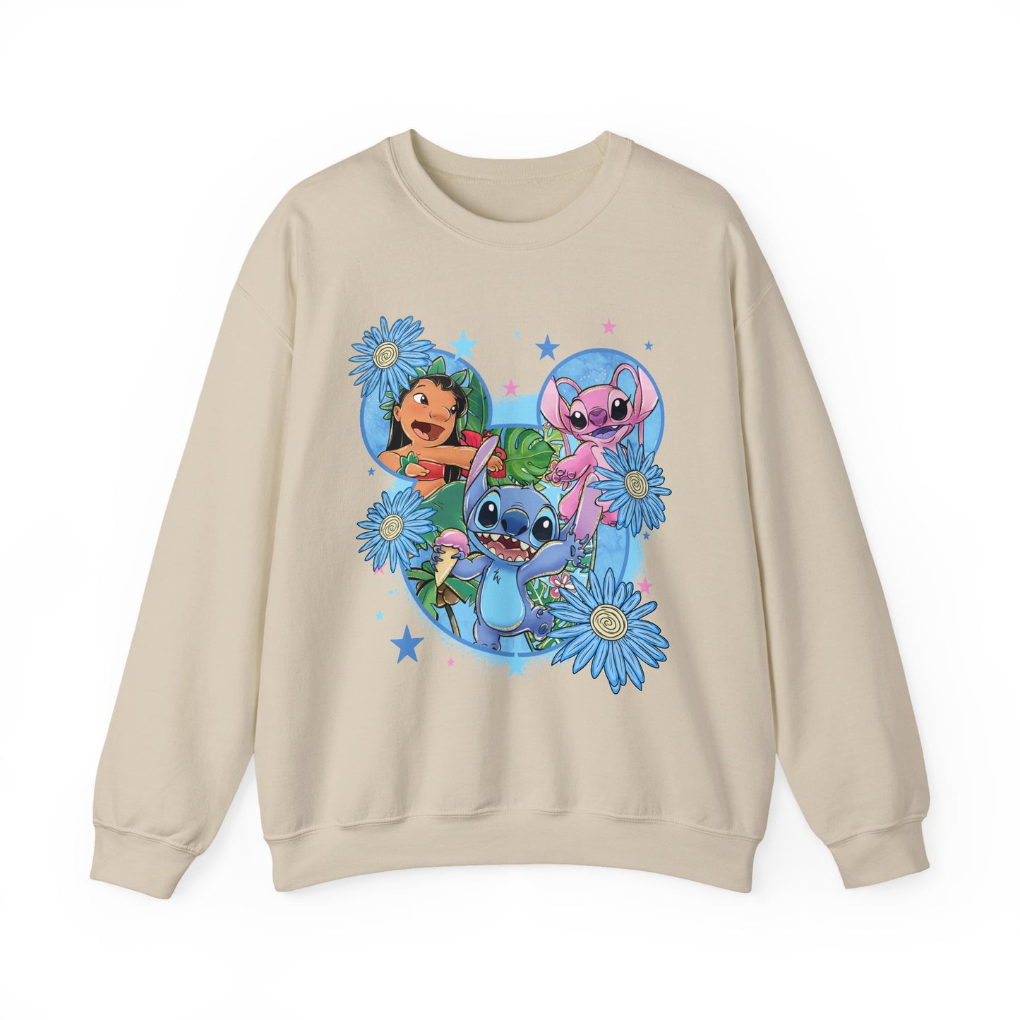 Blue monster floral crewneck