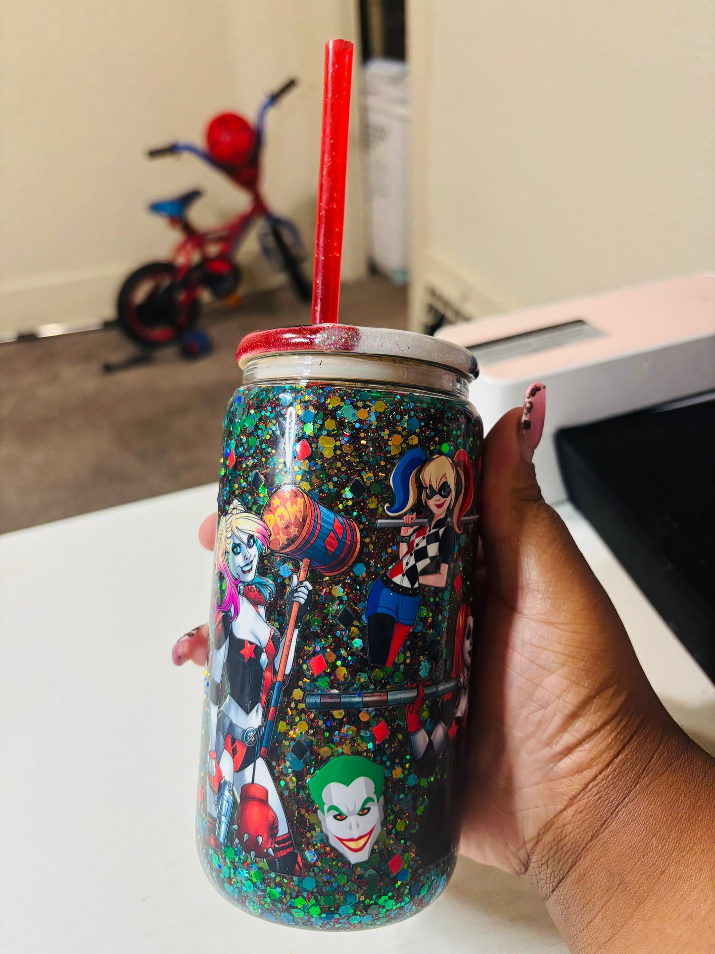 Harley and joker 16oz snow globe cup