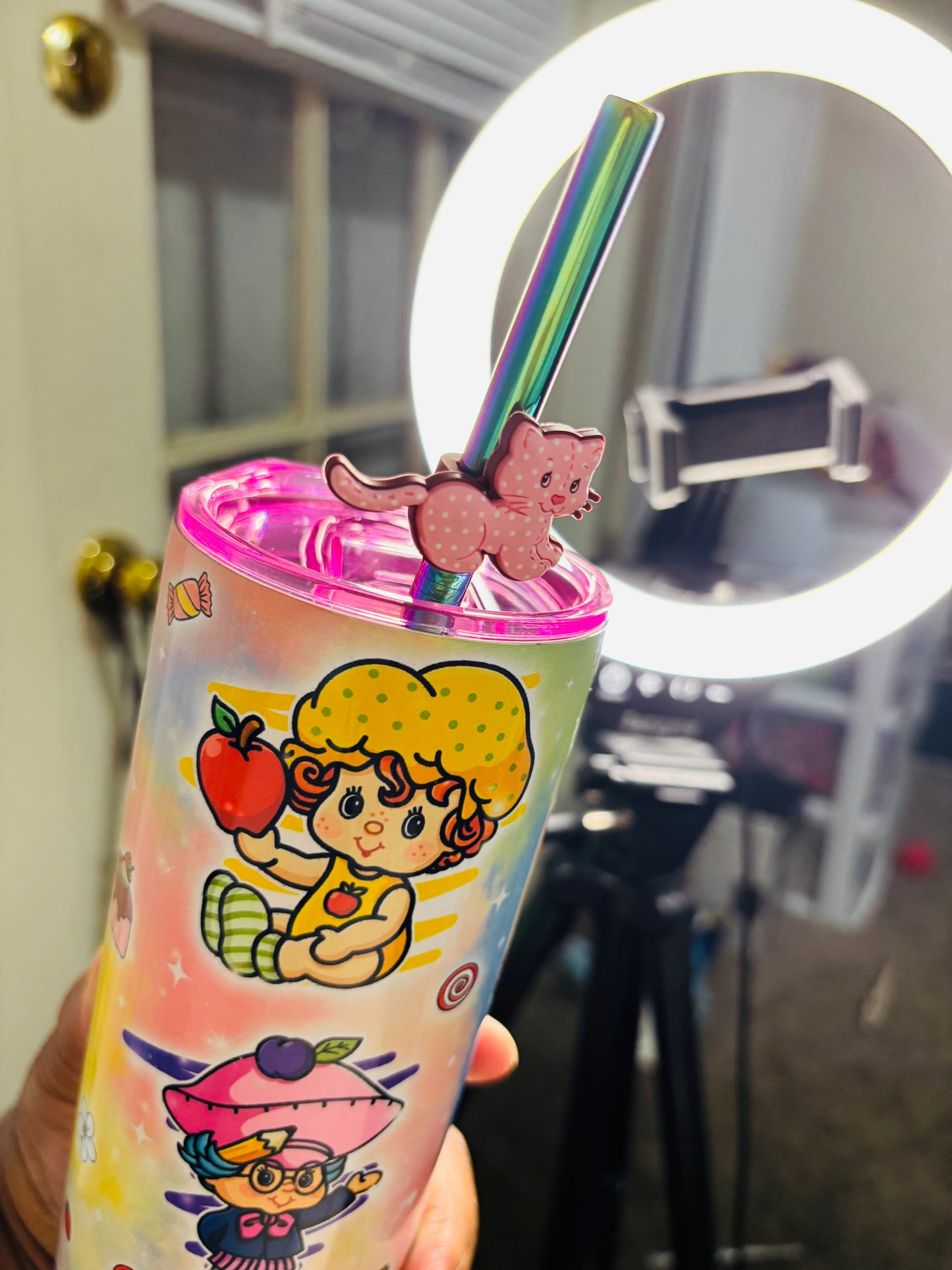 Strawberry and friends w/ color scribble 20oz tumbler
