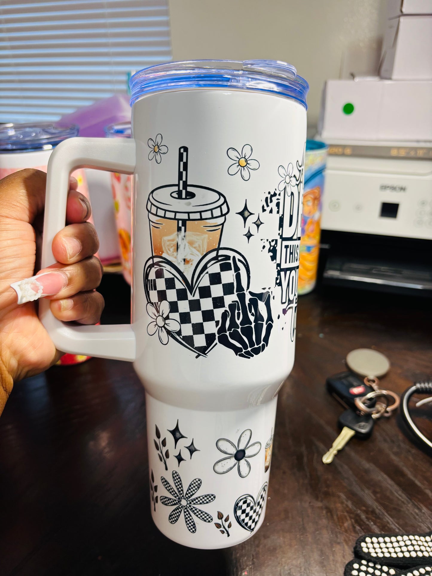 Despite the look on my face 40oz tumbler