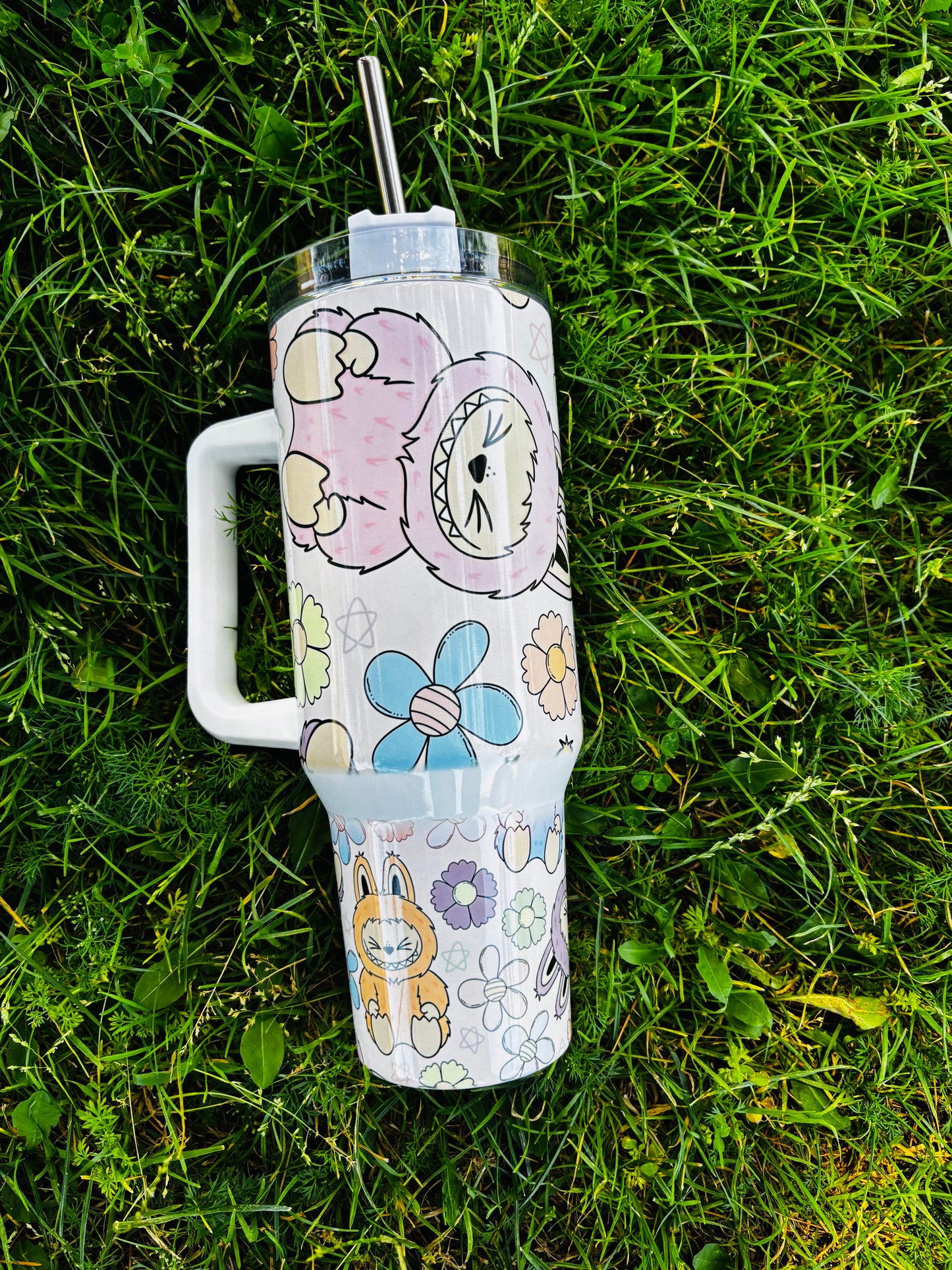 Flowers and labubu 40oz tumbler