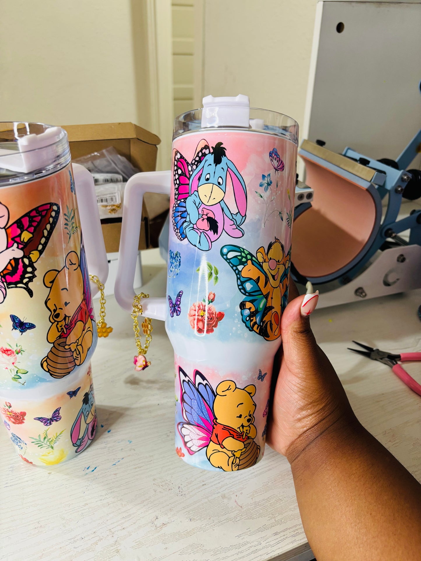 Butterfly Pooh and friends 40oz tumbler