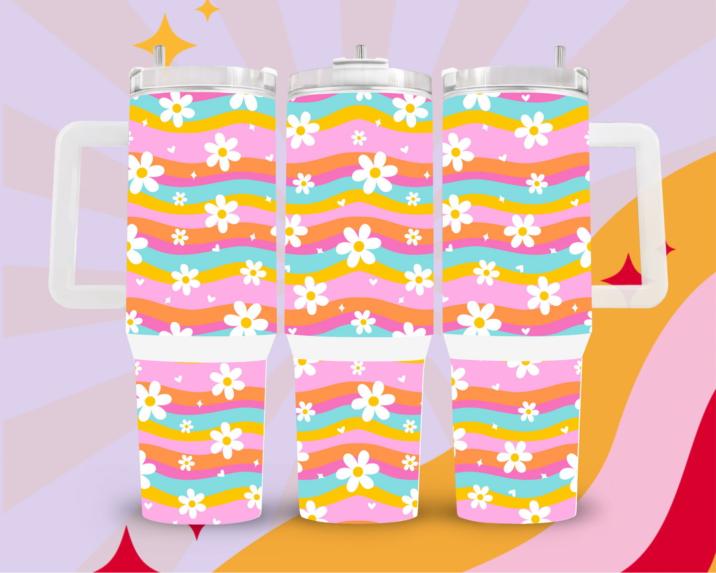 Flowers and waves 40oz tumbler