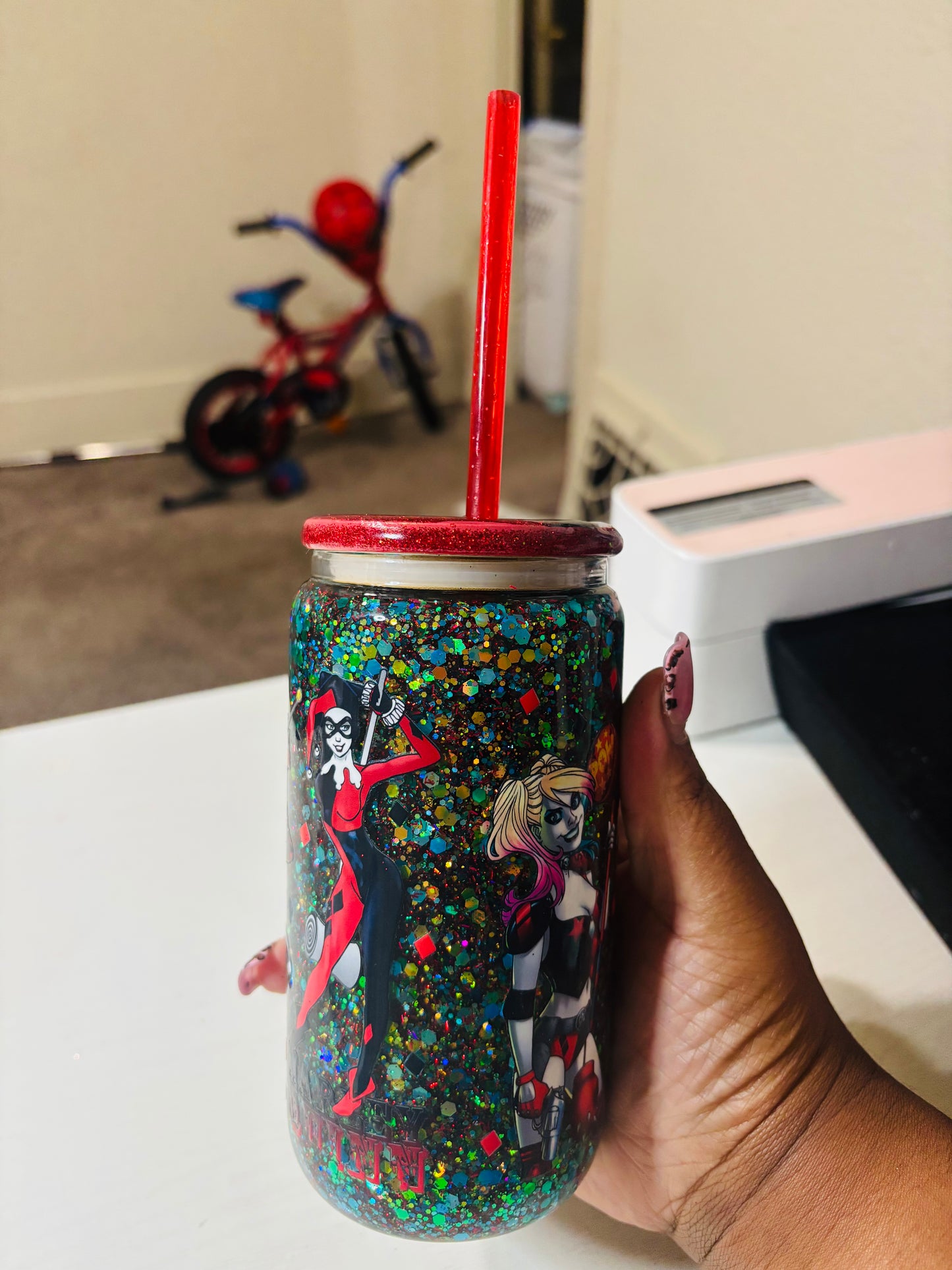 Harley and joker 16oz snow globe cup