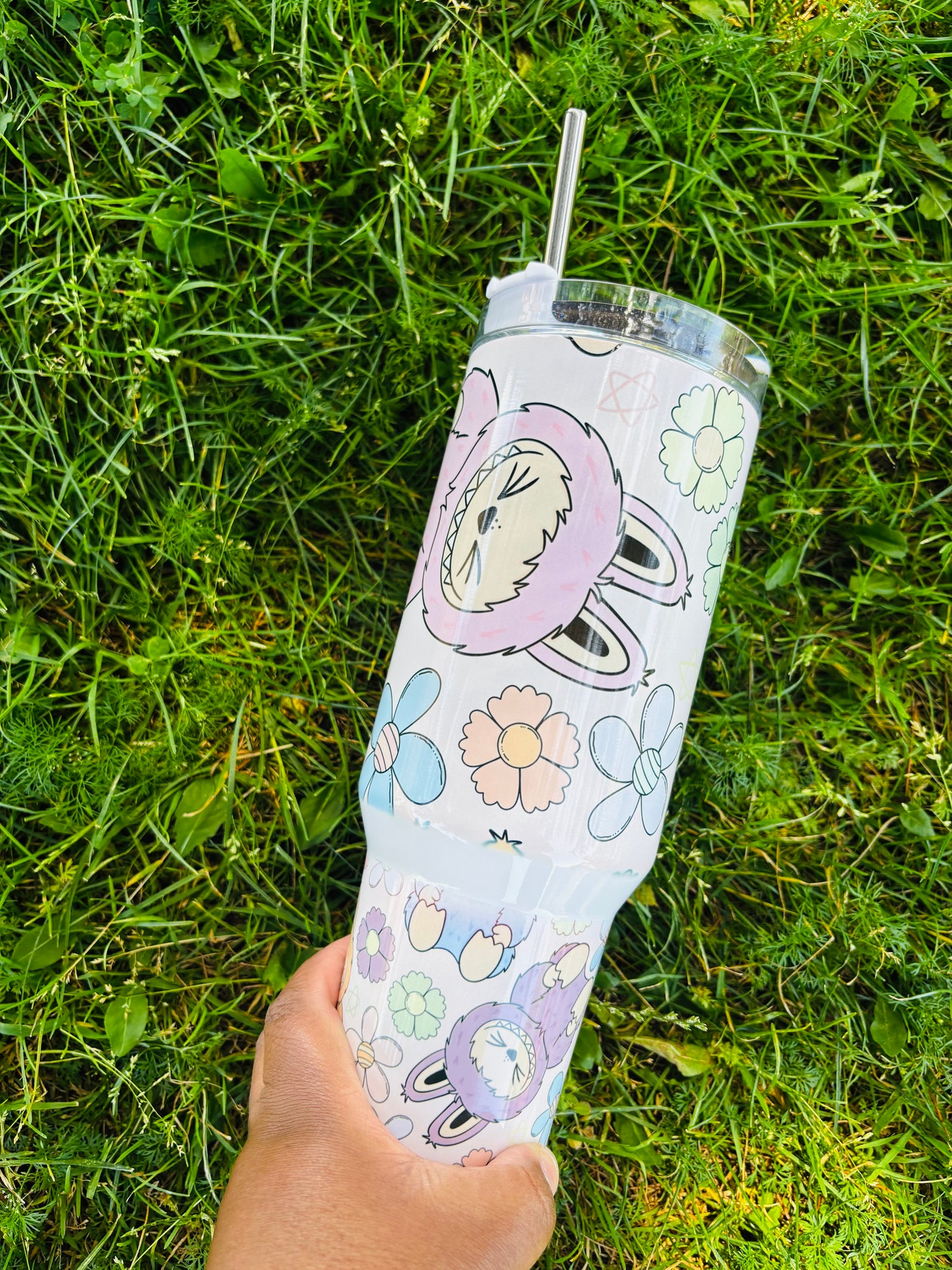 Flowers and labubu 40oz tumbler
