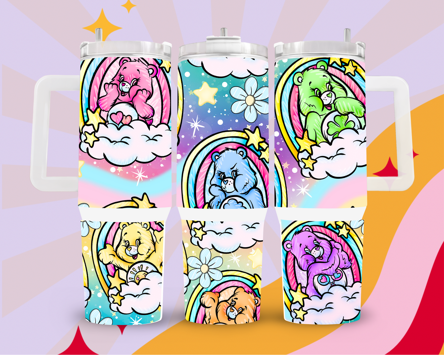 Colorful rainbow bears 40oz tumbler