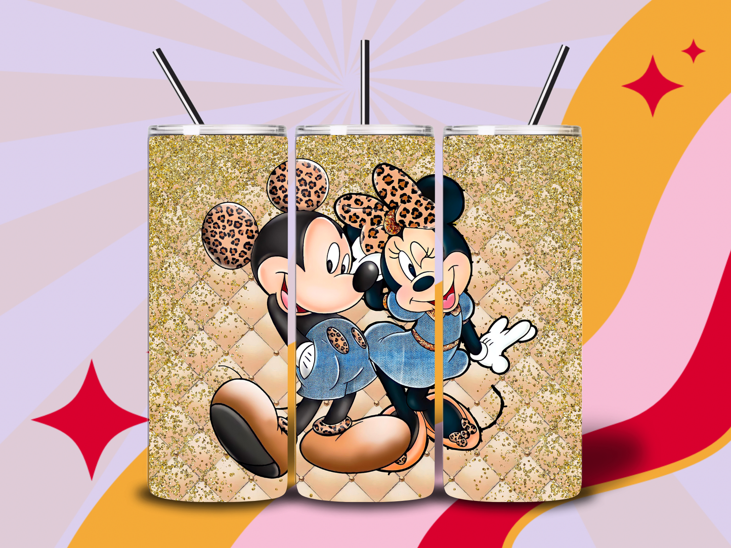 Leopard Minnie & Mickey 20oz tumbler
