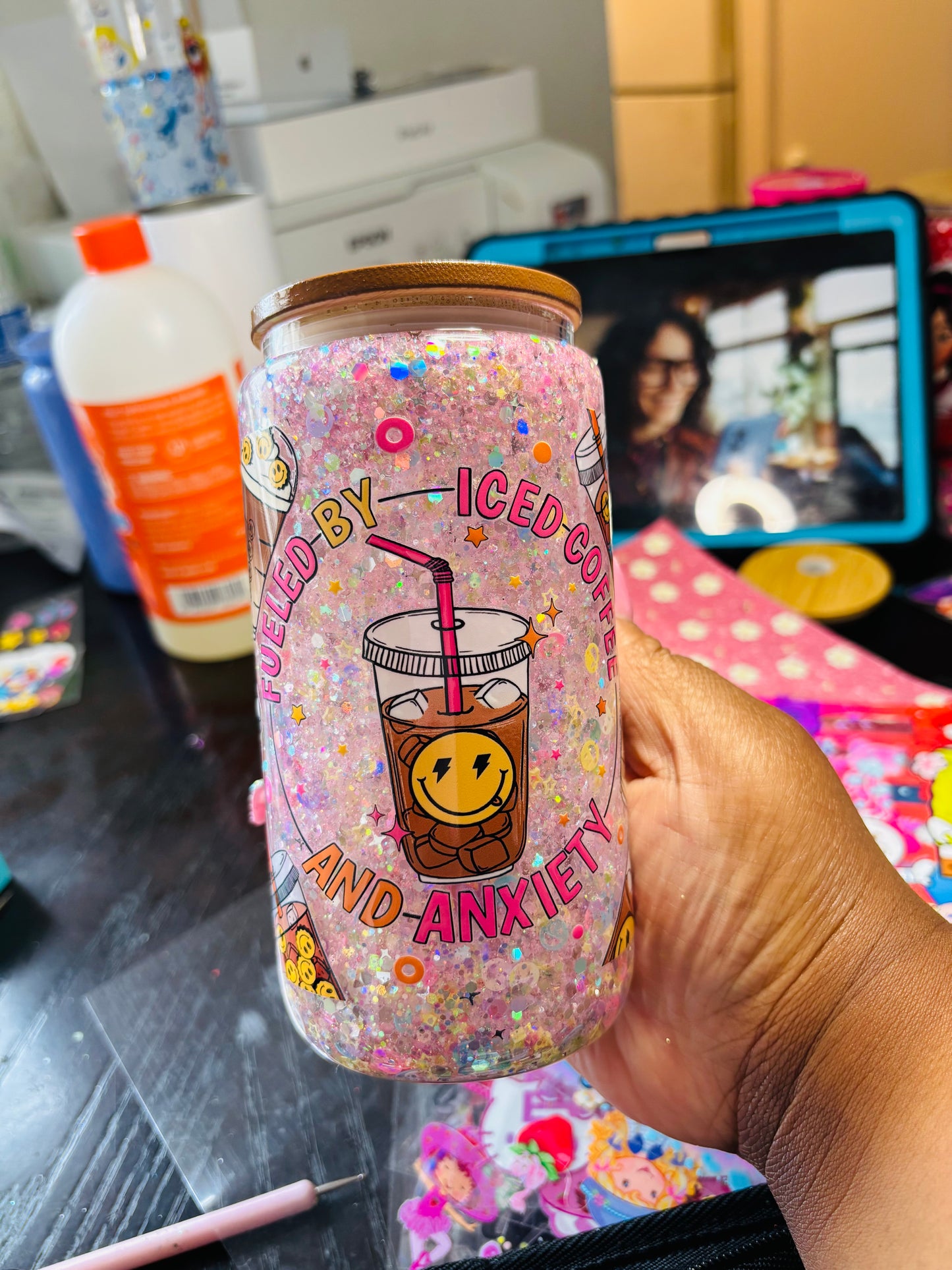 Coffee and anxiety 16oz snow globe cup