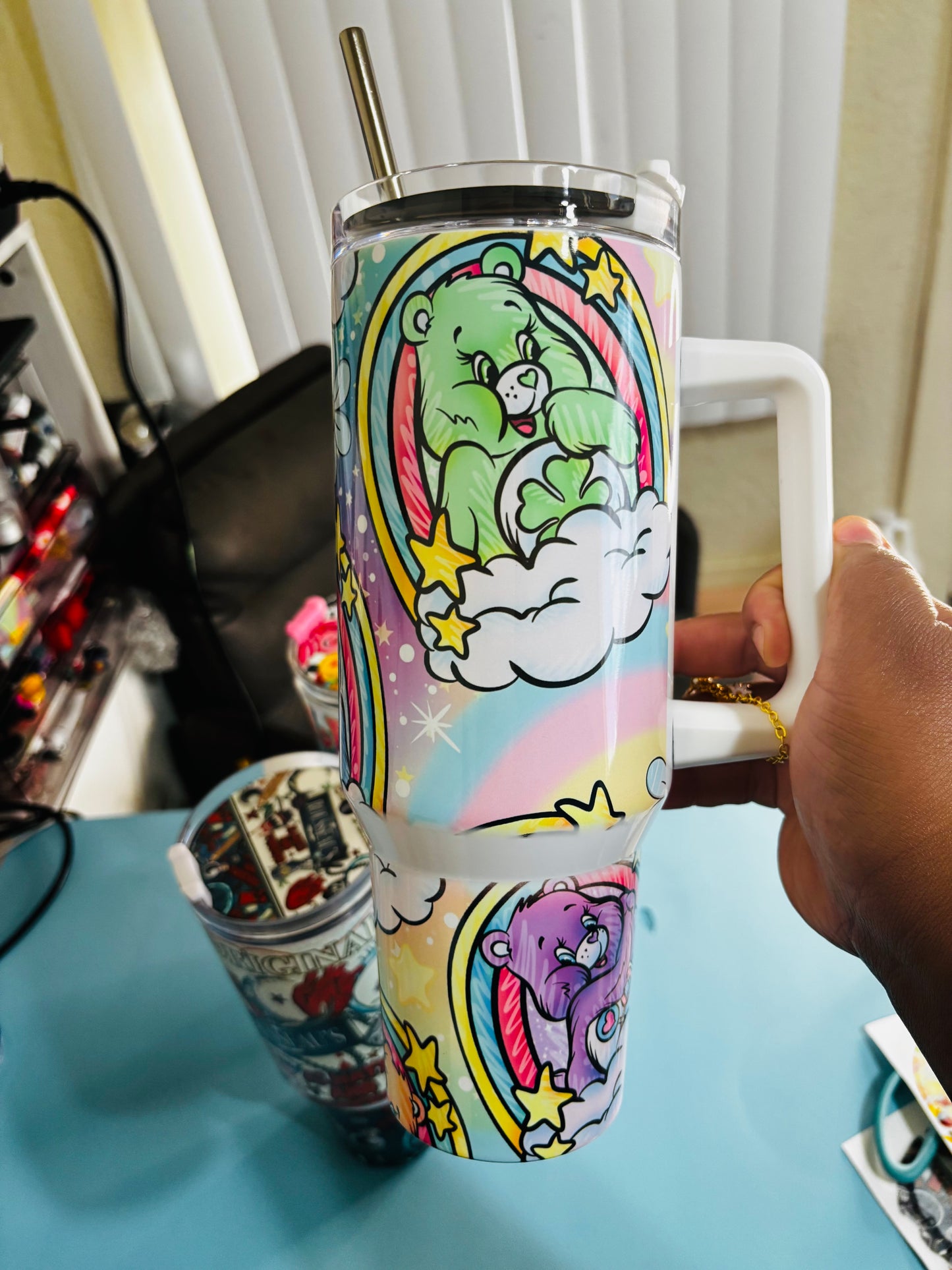 Colorful rainbow bears 40oz tumbler