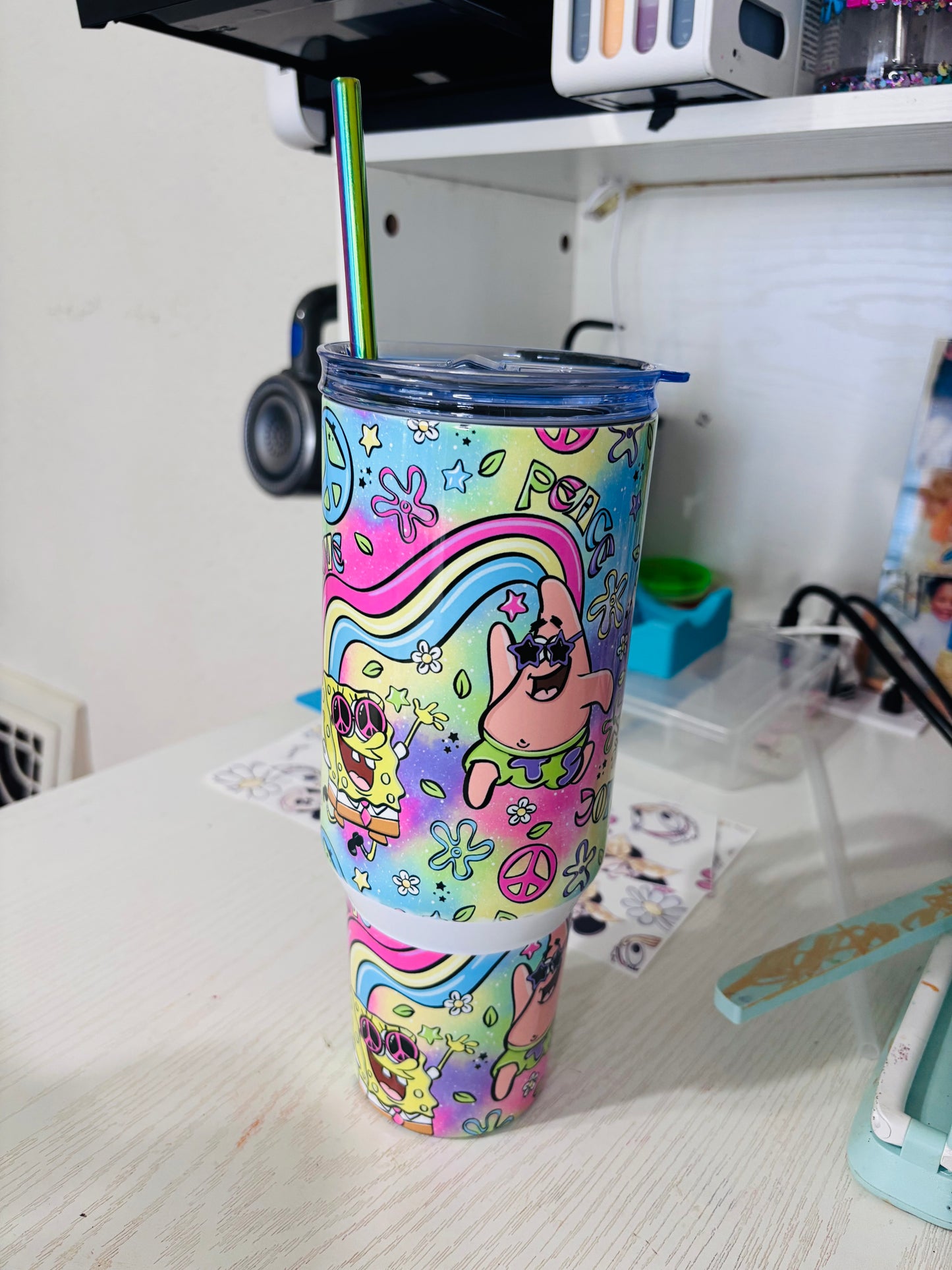 Retro SpongeBob and Patrick 40oz tumbler