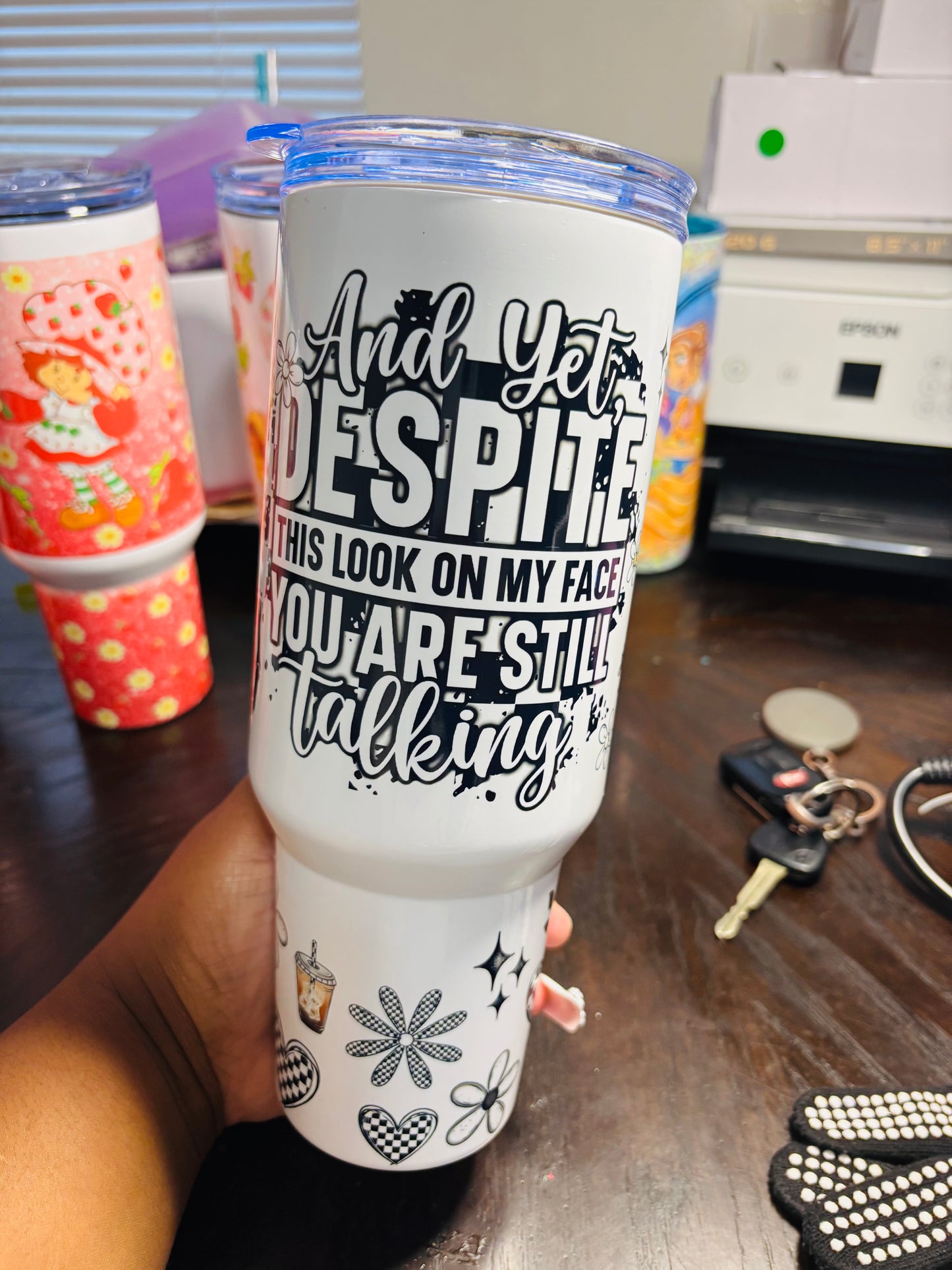 Despite the look on my face 40oz tumbler