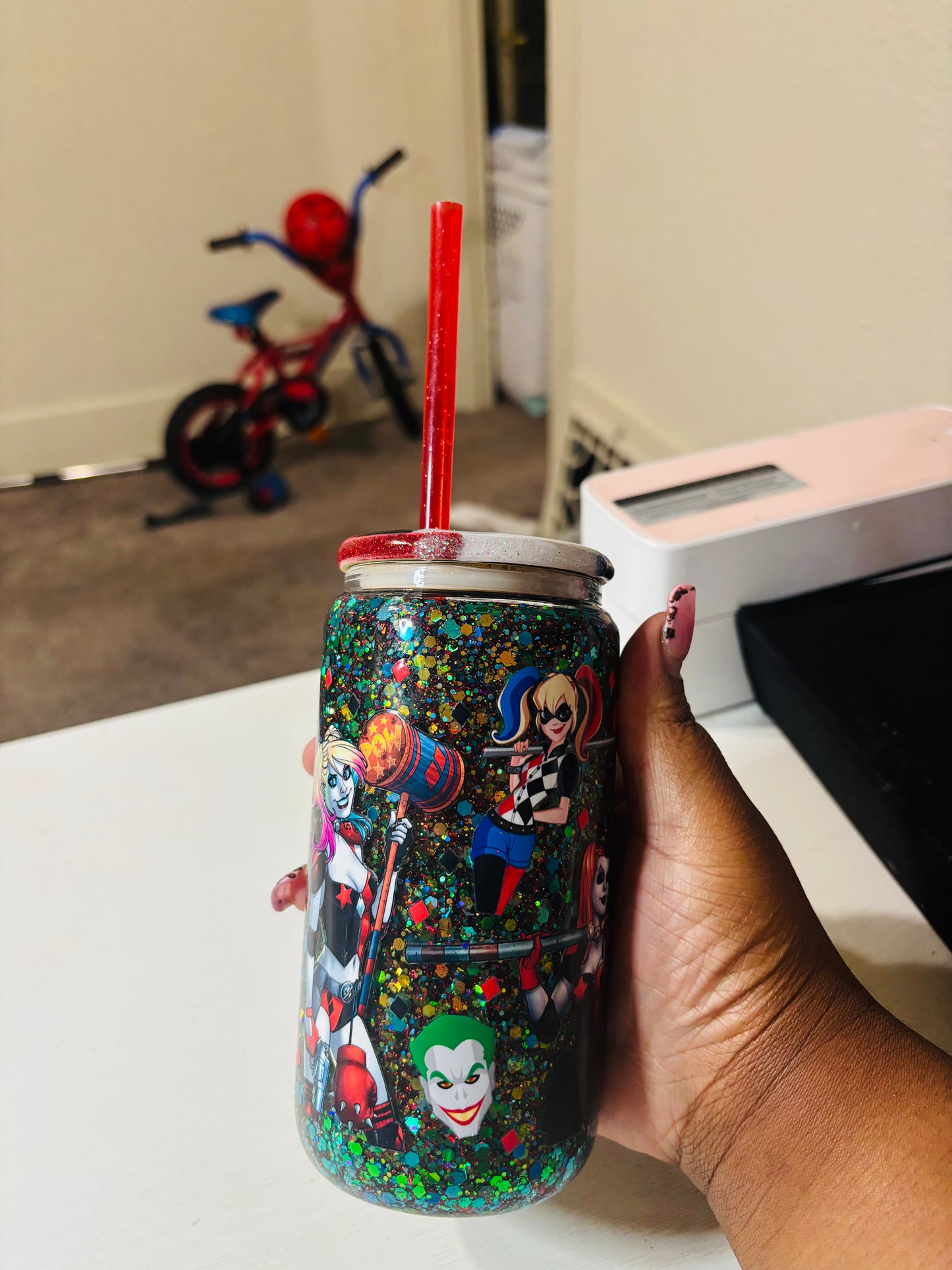 Harley and joker 16oz snow globe cup