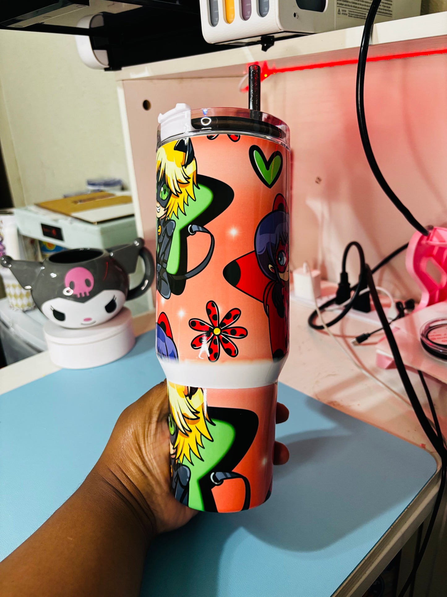 Miraculous ladybug & cat noir 40oz tumbler