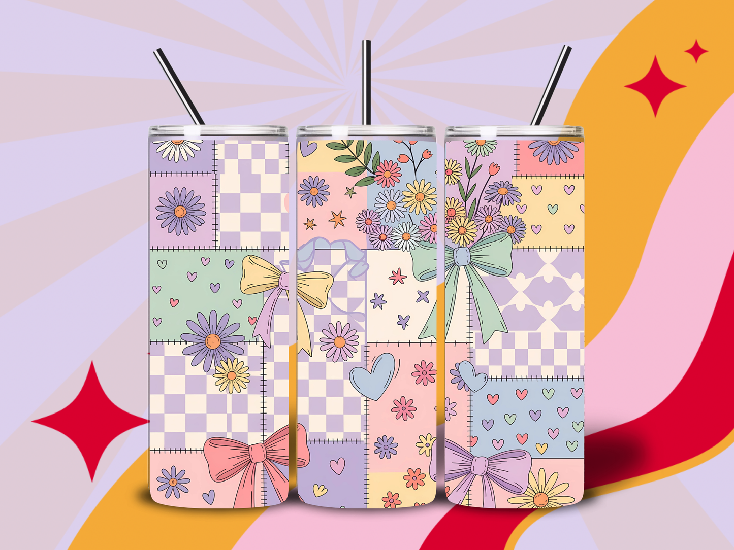 Floral bow pattern 20oz tumbler