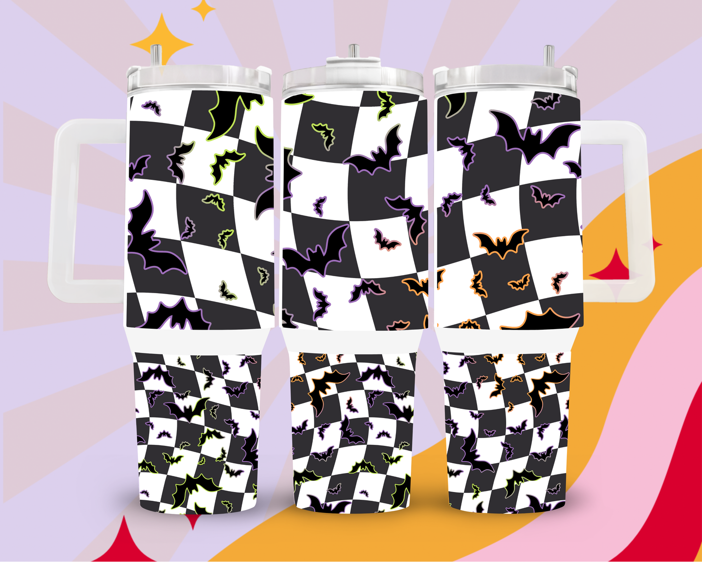 Batty checkered 40oz tumbler