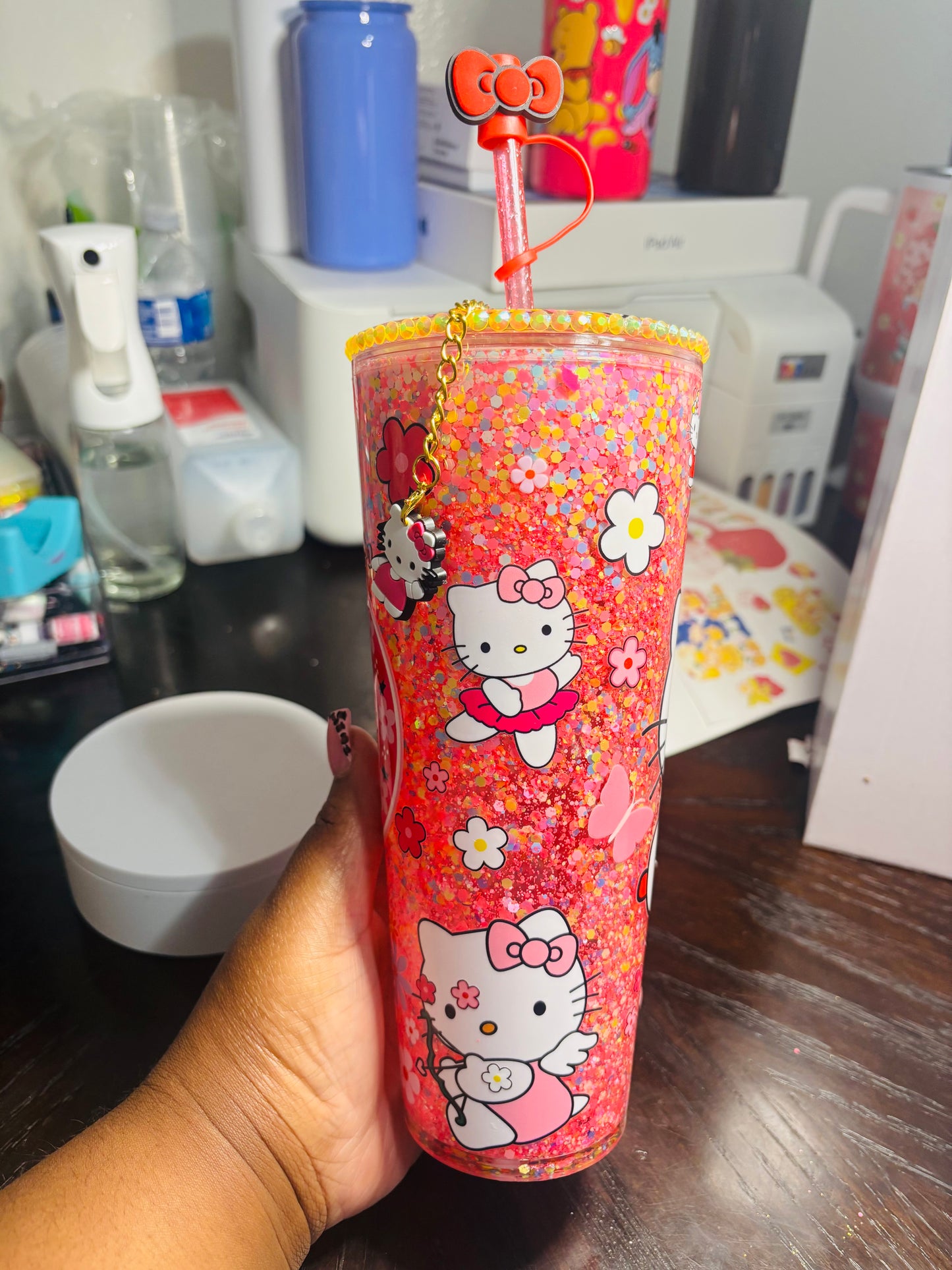 Kitty 24oz acrylic snow globe tumbler