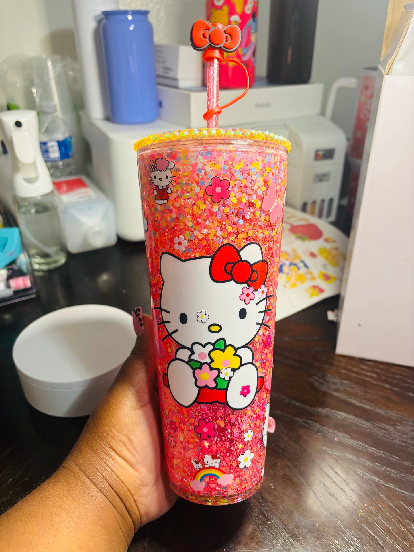 Kitty 24oz acrylic snow globe tumbler