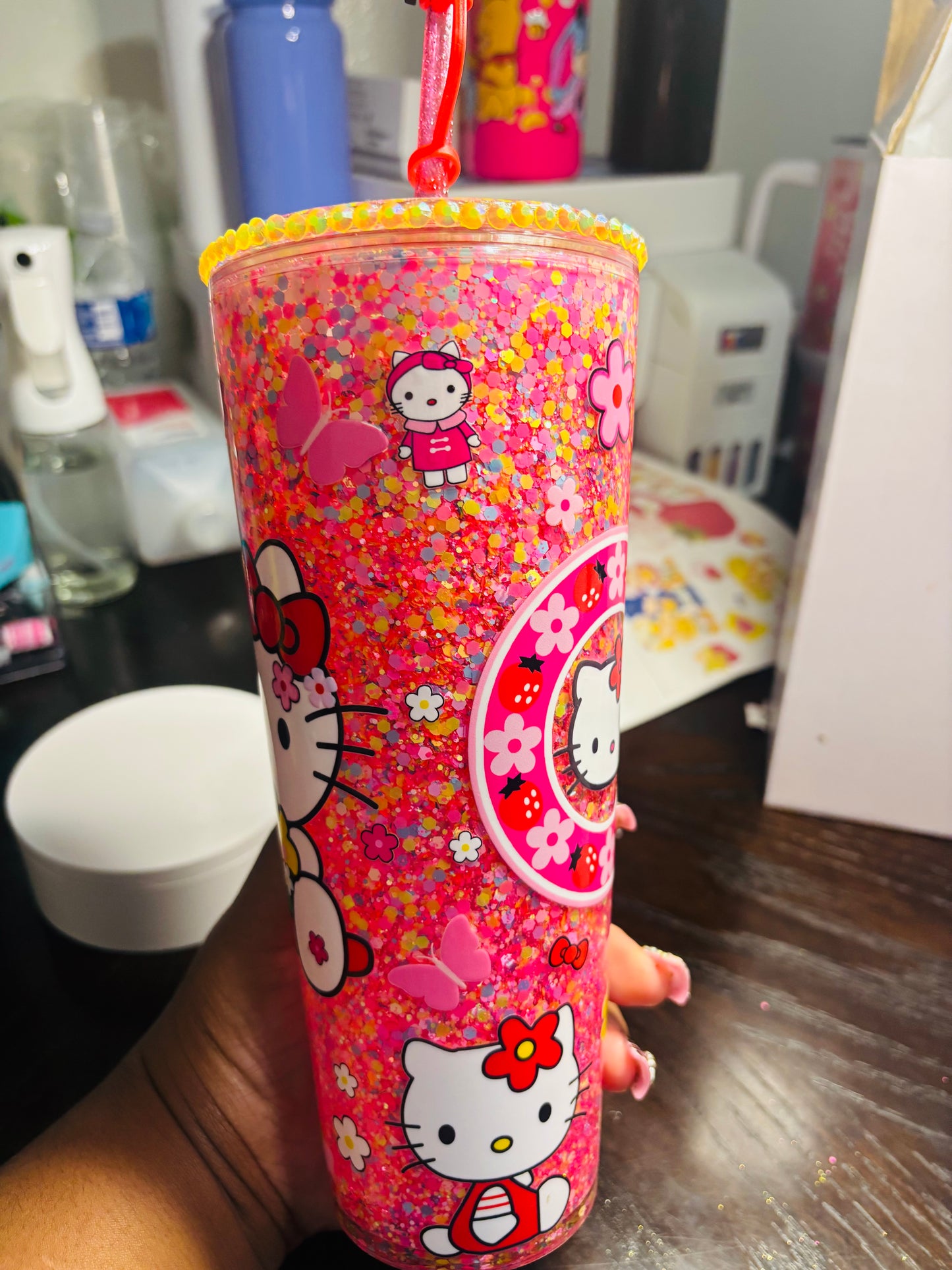 Kitty 24oz acrylic snow globe tumbler