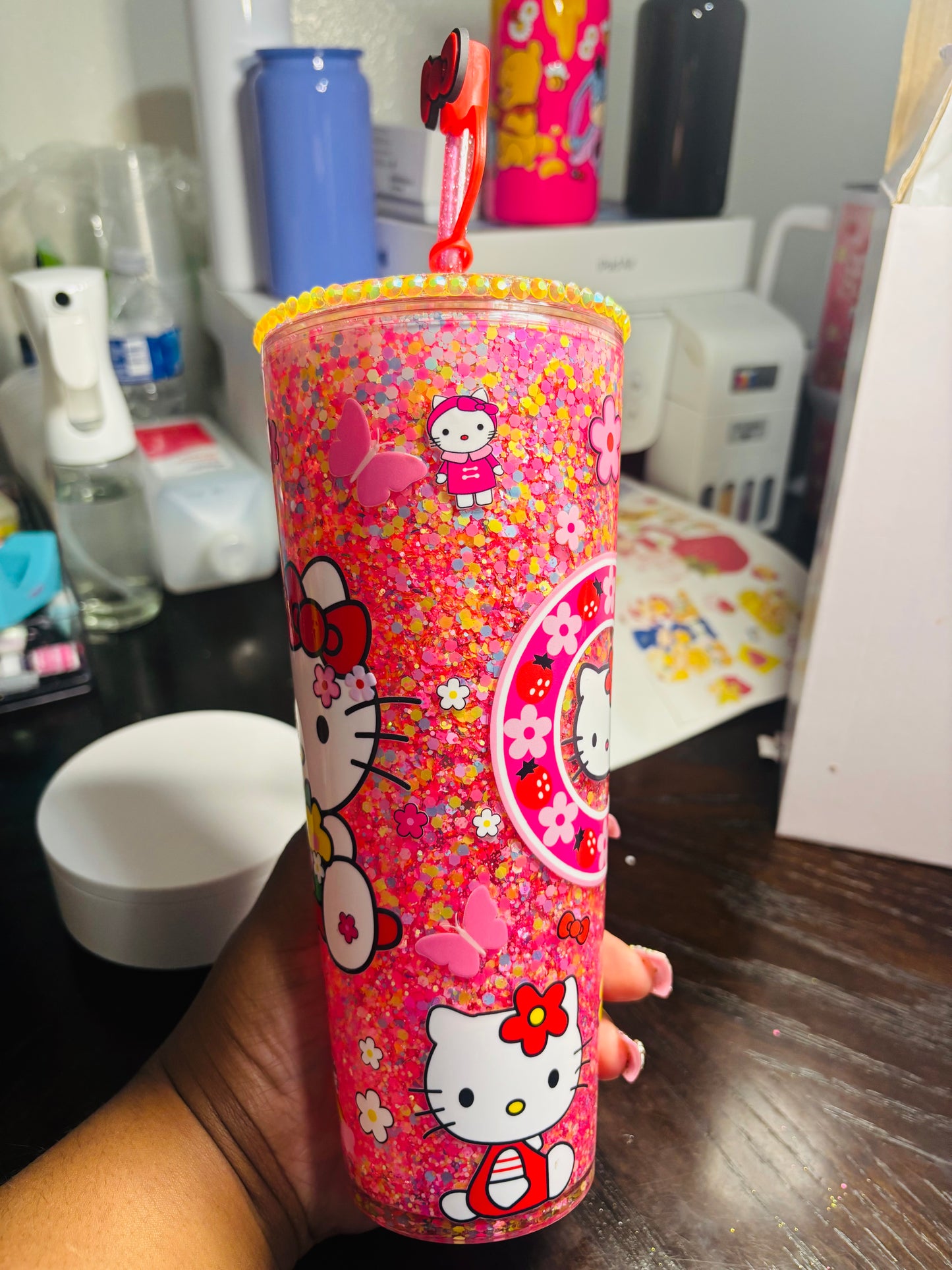 Kitty 24oz acrylic snow globe tumbler