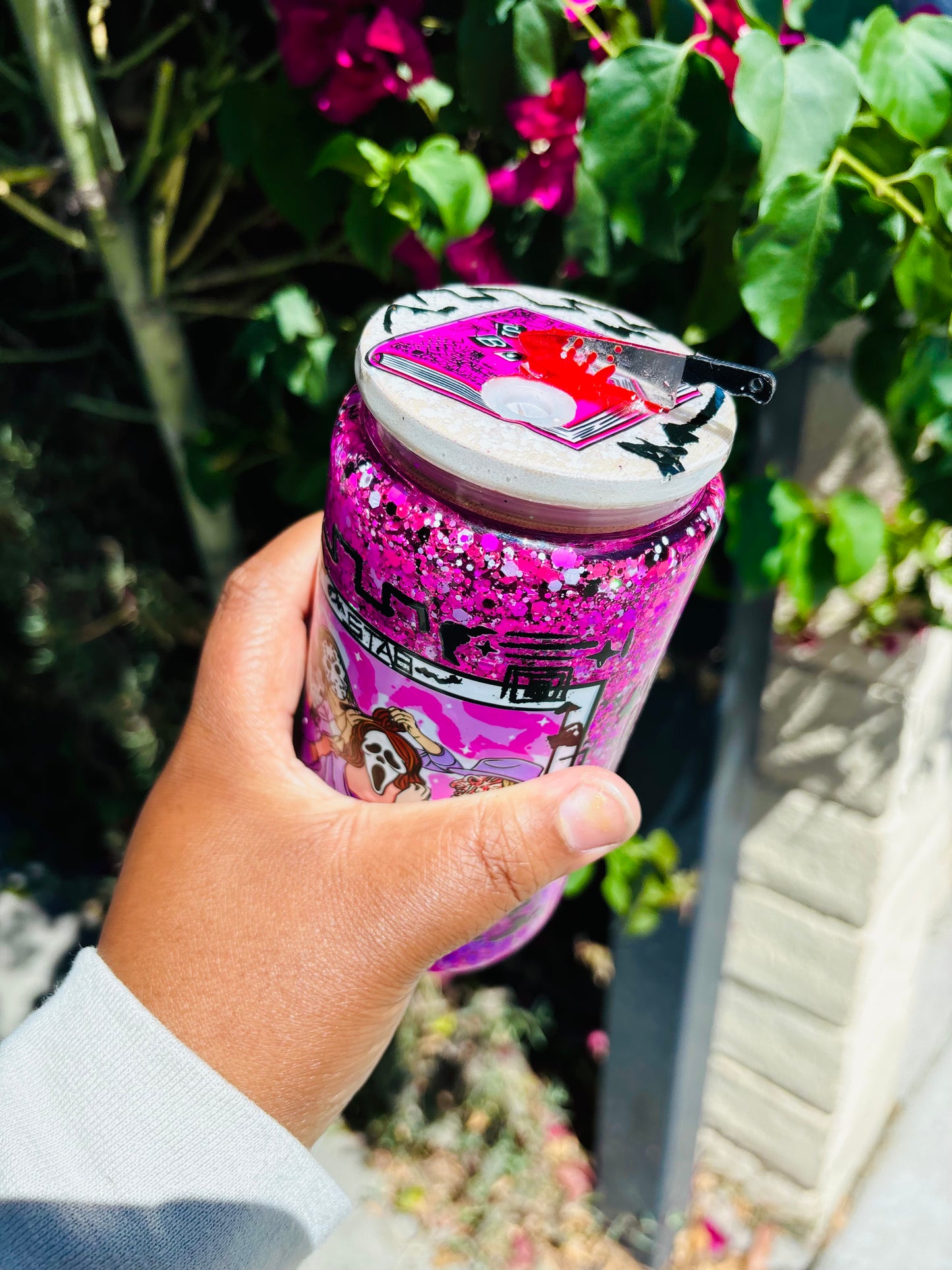 Slasher girl snow globe cup