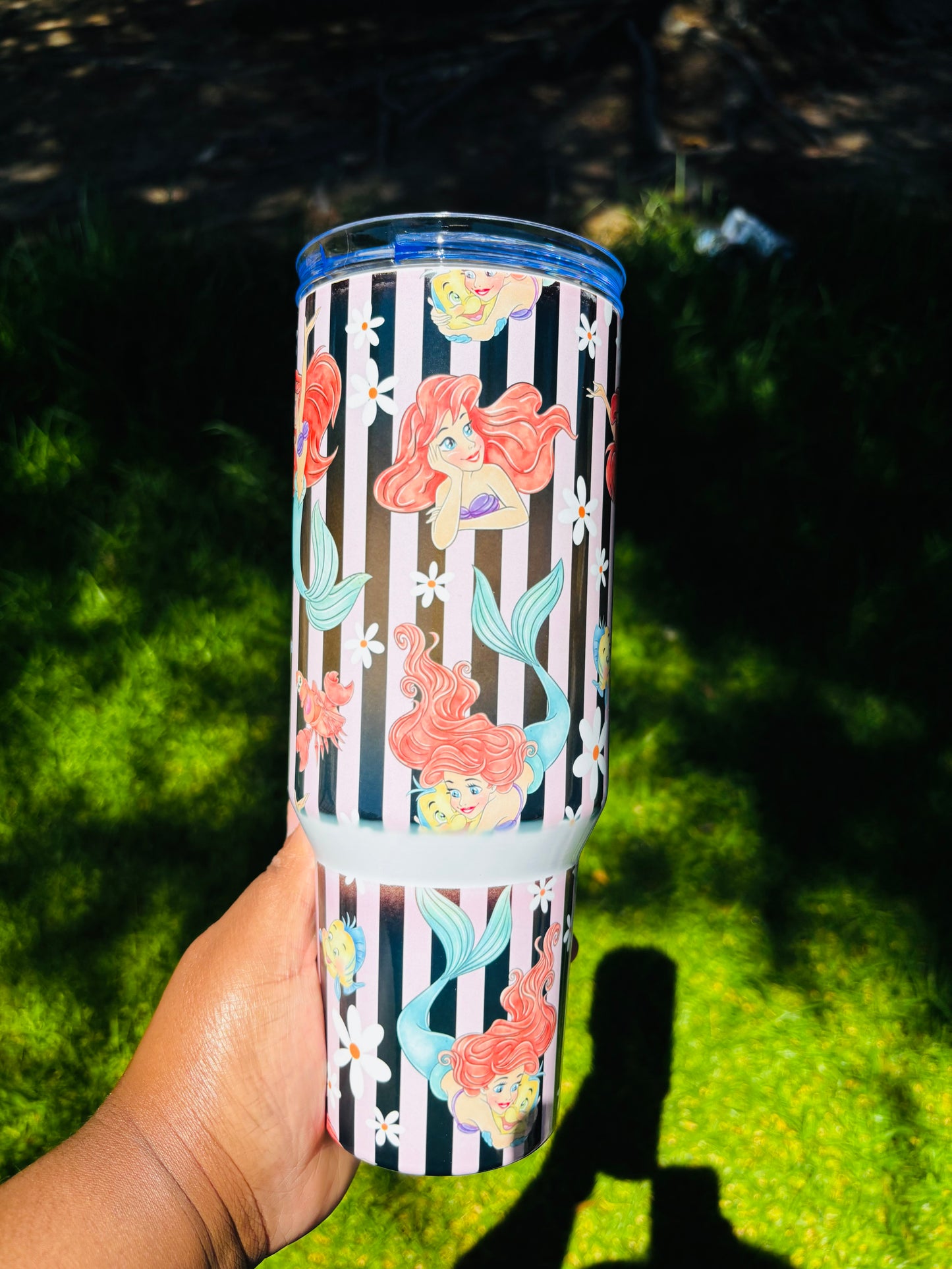 Ariel and friends pink strips 40oz tumbler