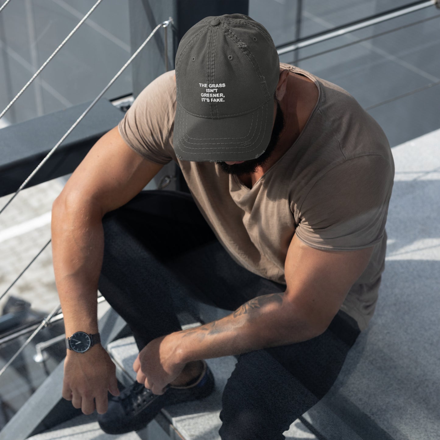 Grass isn’t greener Distressed Dad Hat