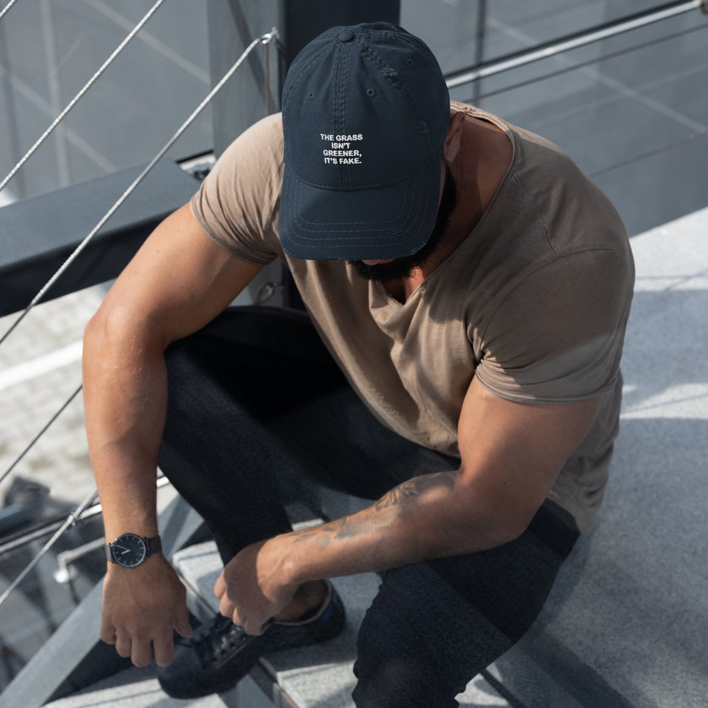 Grass isn’t greener Distressed Dad Hat