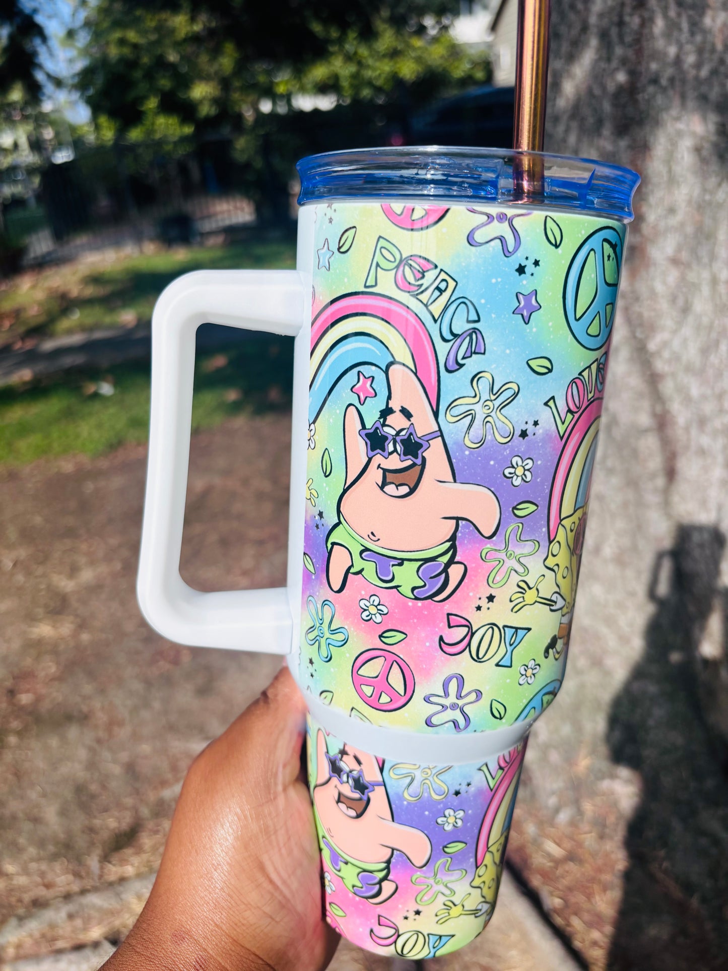 Retro SpongeBob and Patrick 40oz tumbler