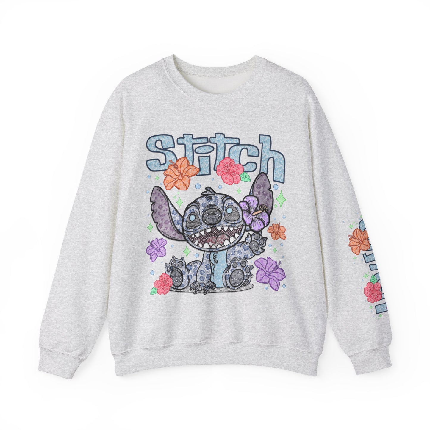 Lace floral stitch Crewneck Sweatshirt
