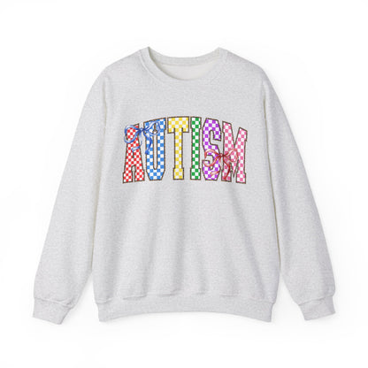 Autism Puzzle Pattern Crewneck Sweatshirt — Colorful Autism Awareness Pullover