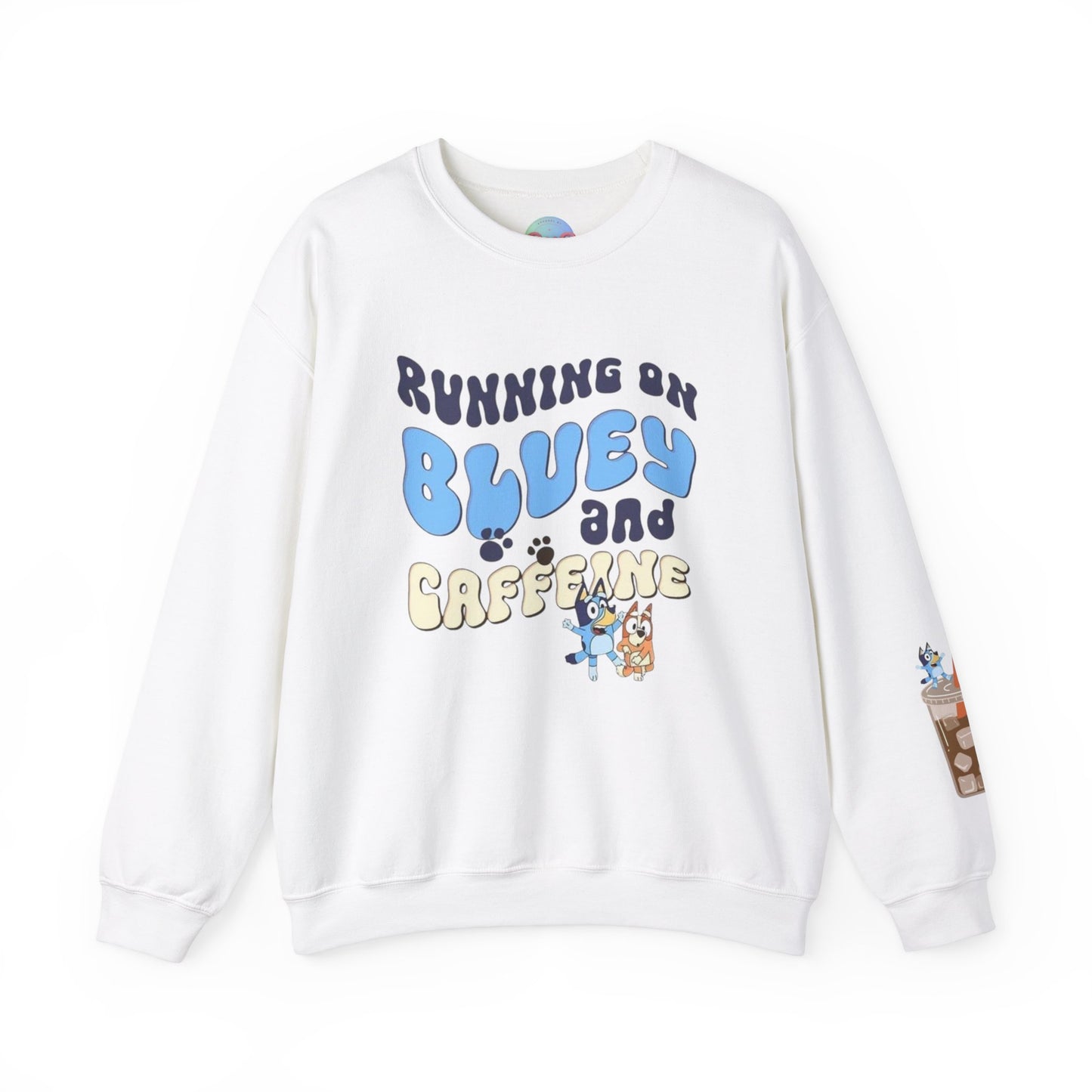 Running on bluey & caffeine Unisex Heavy Blend™ Crewneck Sweatshirt