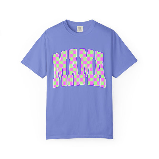 Mama colorful checkered Unisex Garment-Dyed T-shirt