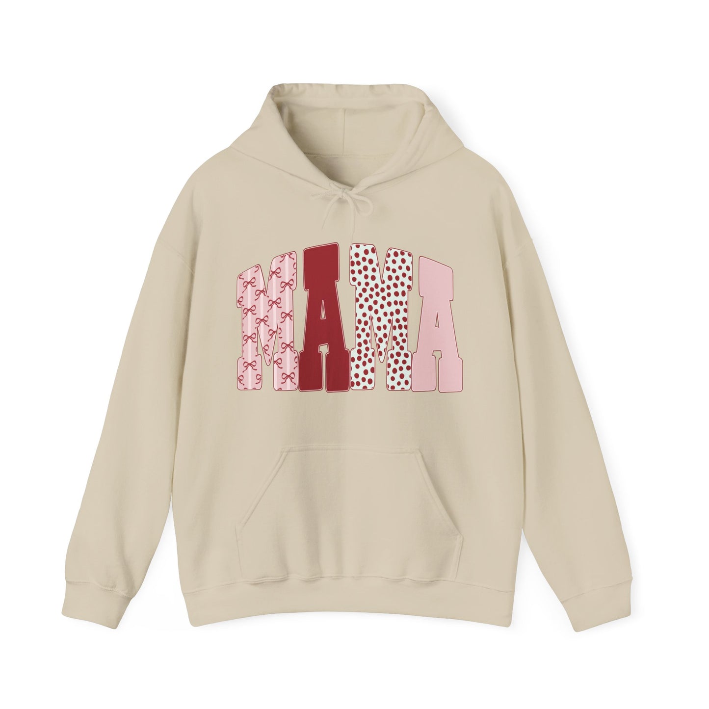 Mama Arc Lettering Hoodie — Pink Patterned Mama Pullover